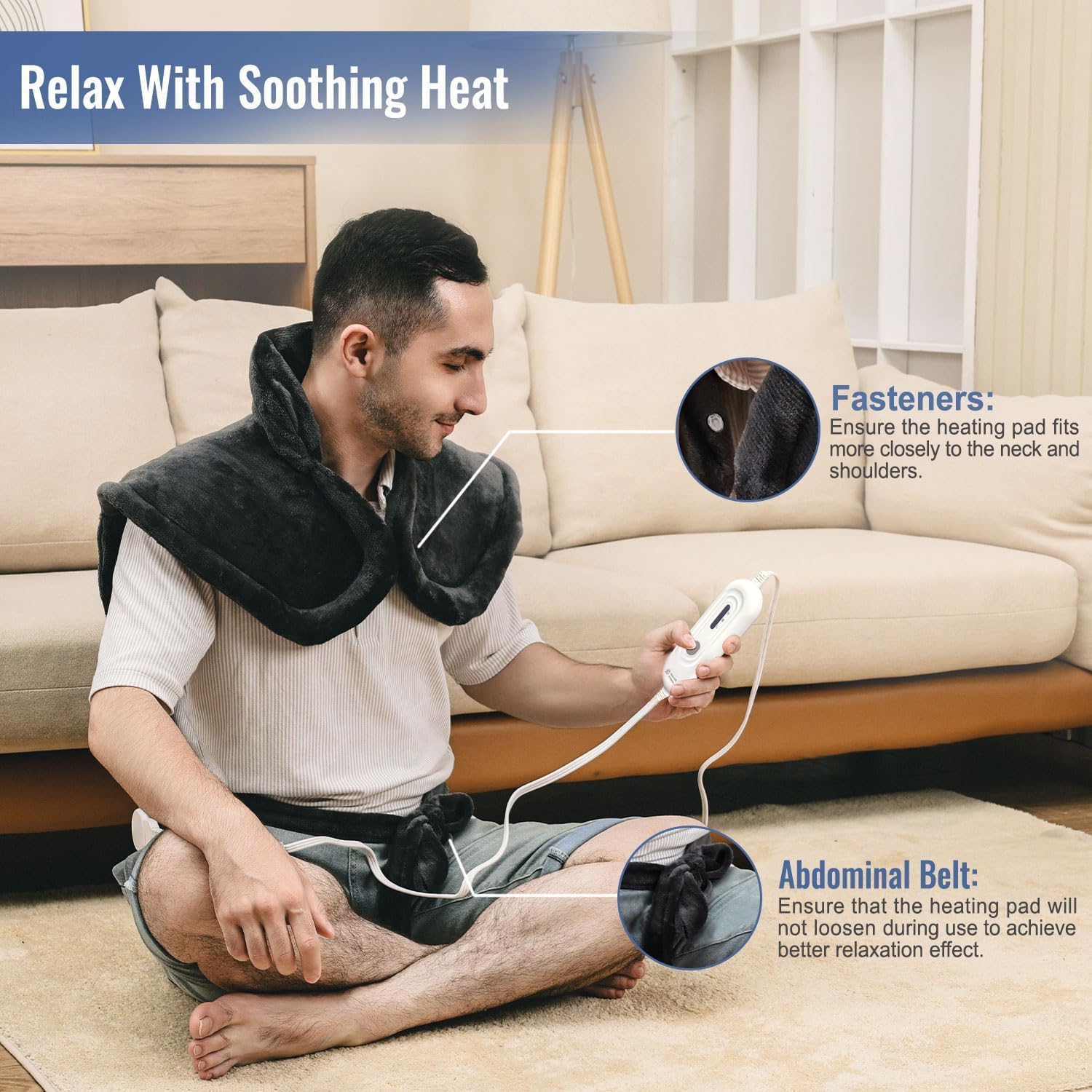 Detalle de Tefici NA-H1622D Electric Heating Pad, 24" × 33", 3 Heat Levels