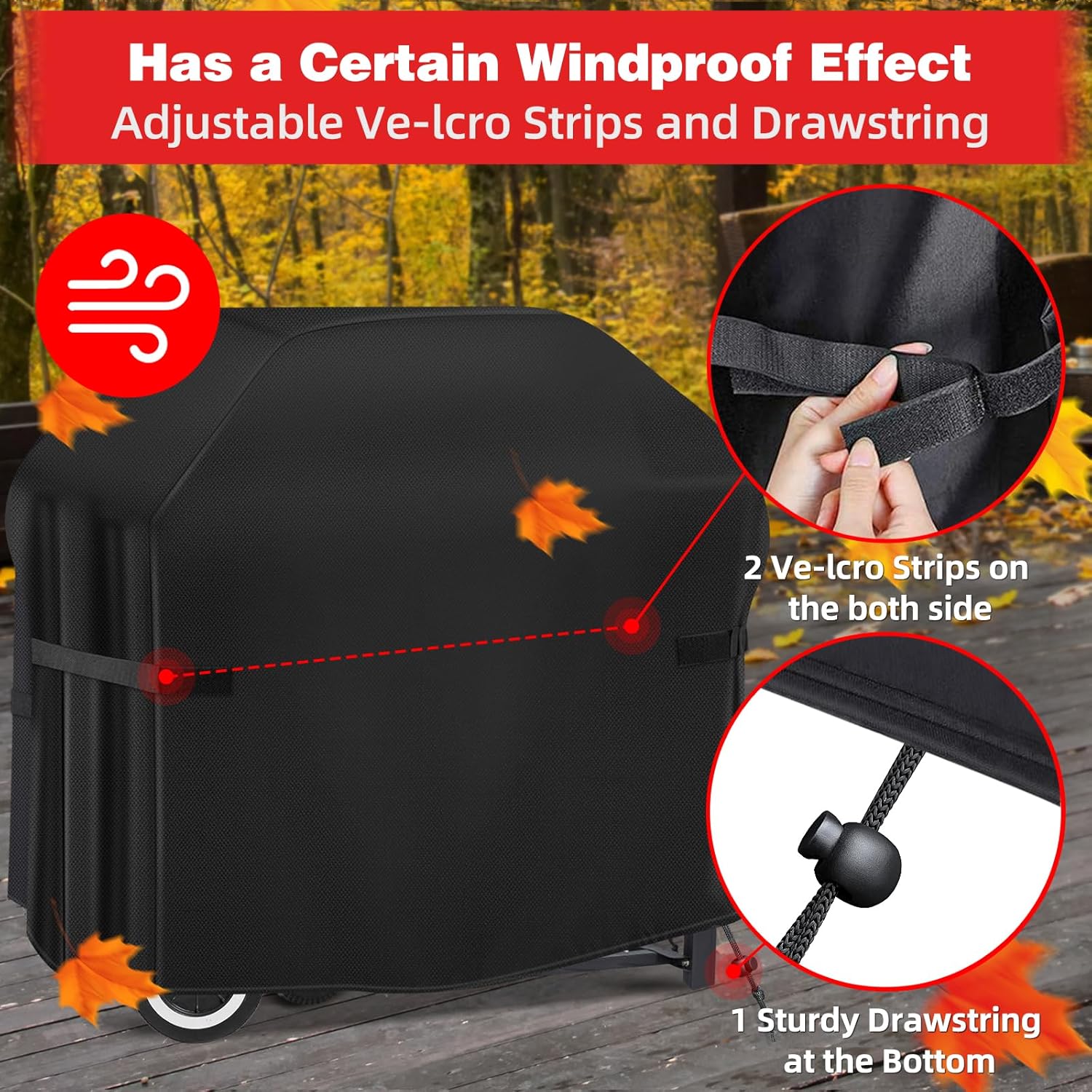 Thumbnail 4 de SPGOOD Wetterfeste Grillabdeckung (420D Oxford) für Gasgrill, 132 x 66 x 110 cm