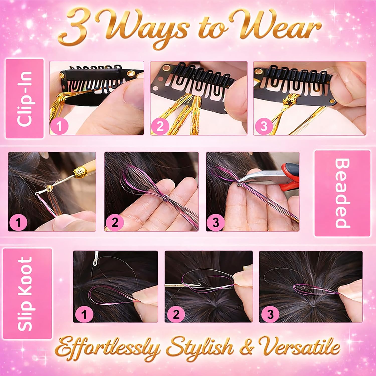 Thumbnail 4 de Hair Tinsel 22-Color Fairy Hair Kit with 8800 Strands and Tools