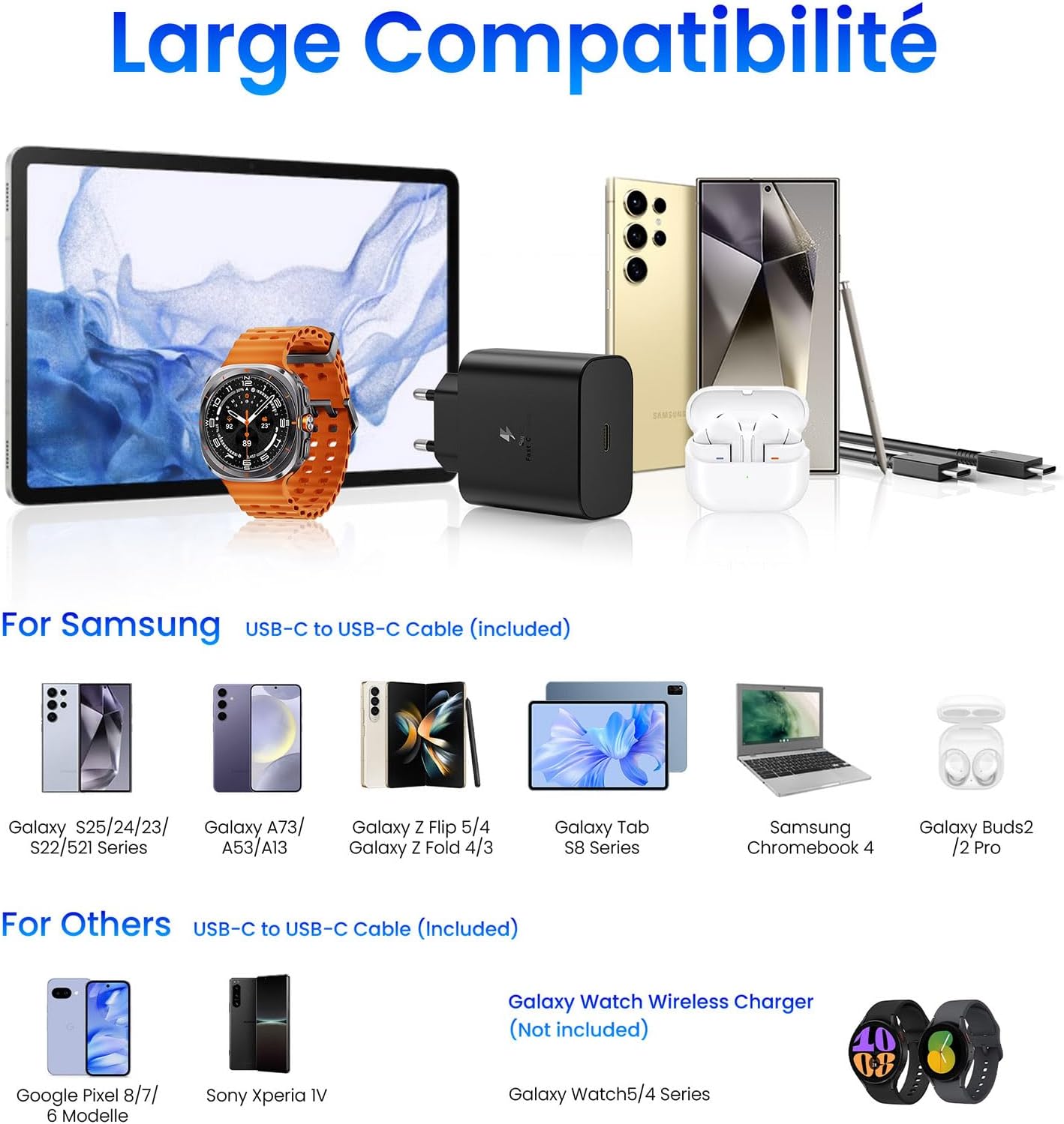 Thumbnail 2 de Chargeur USB-C 45W AGEEMY avec câble 1,5 m (compatibilité Samsung Galaxy S/Note, USB-C) – charge rapide secteur