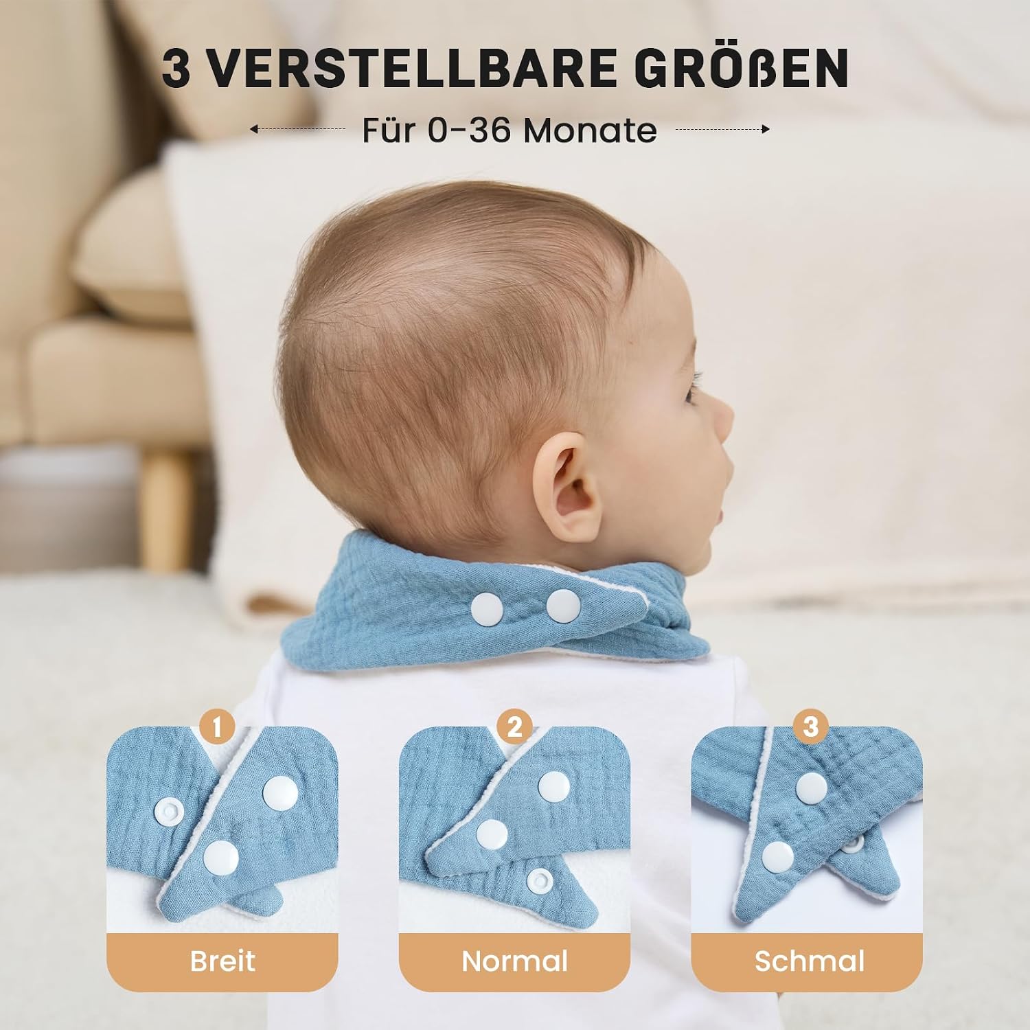 Thumbnail 6 de IKWOLETI Baby Dreieckstuch Lätzchen 6er Set