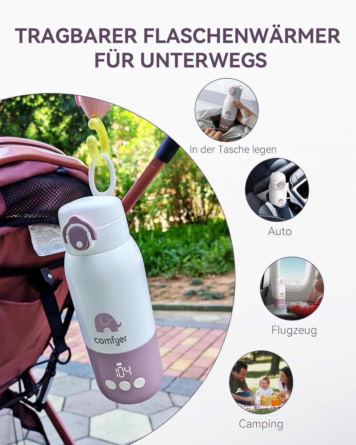 Detalle de Comfyer Tragbarer Flaschenwärmer 12.000 mAh