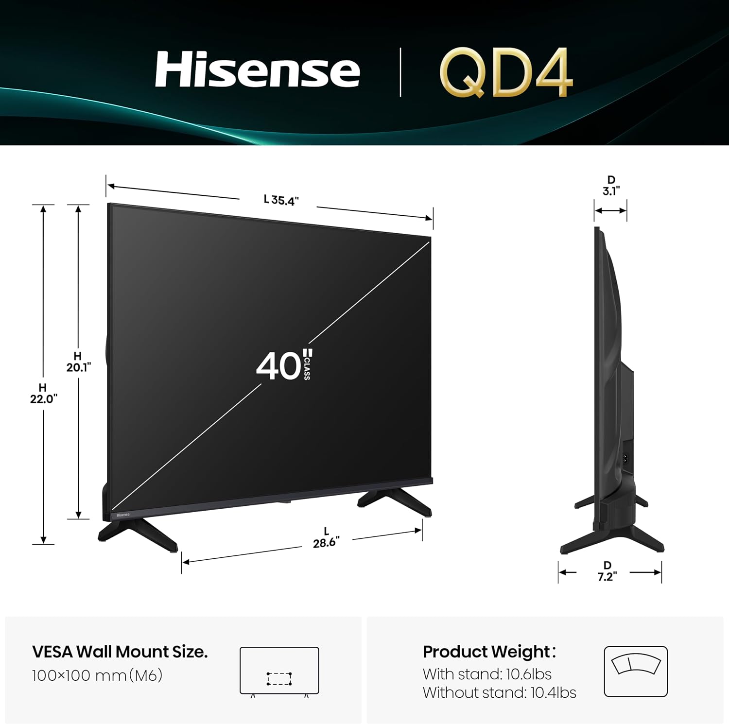 Detalle de Hisense 40QD4QF 40-inch Hi-QLED FHD TV