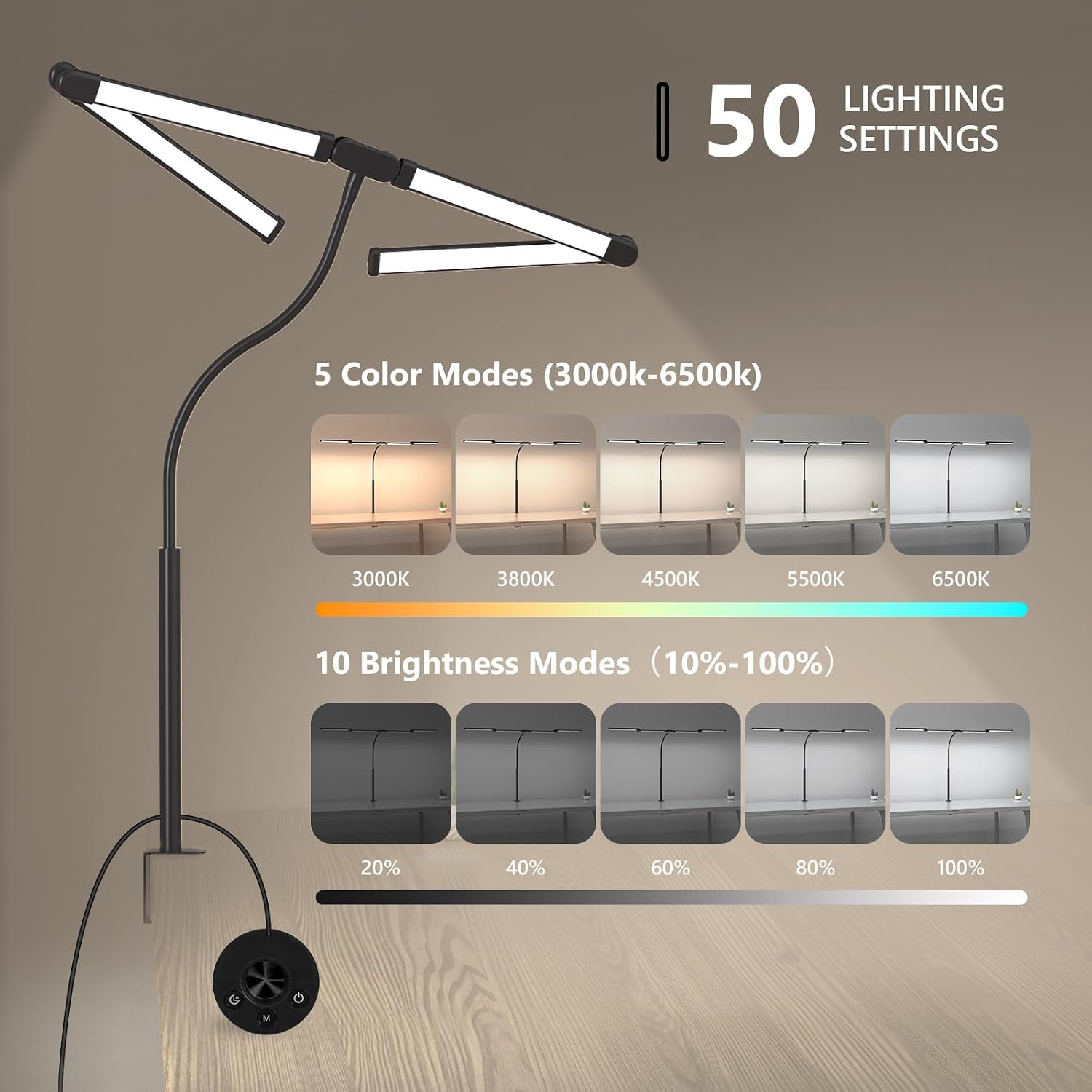 Thumbnail 2 de Comely Lampada da Lavoro 24W: lampada scrivania modulare da 120 cm con 5 temperature e 10 livelli di luminosità