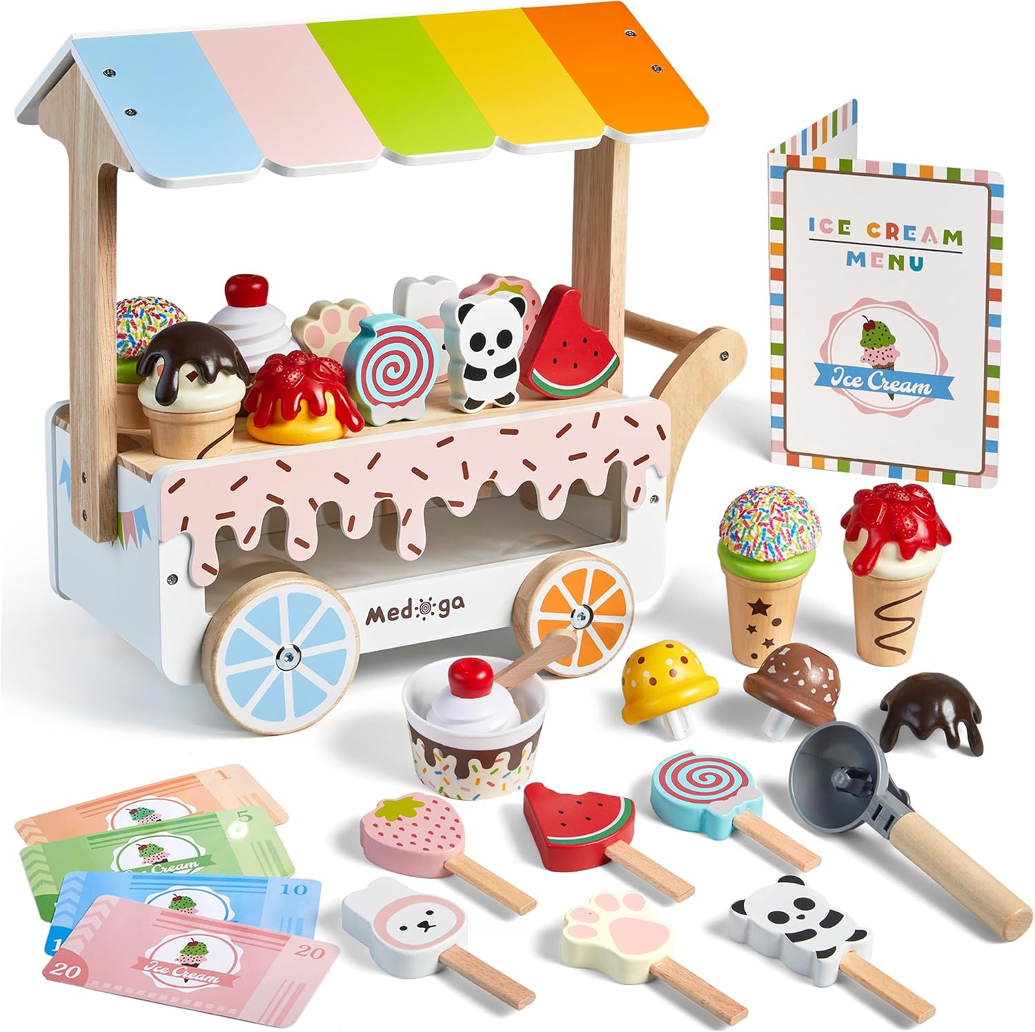 Carrello gelato in legno giocattolo per bambine 🚚