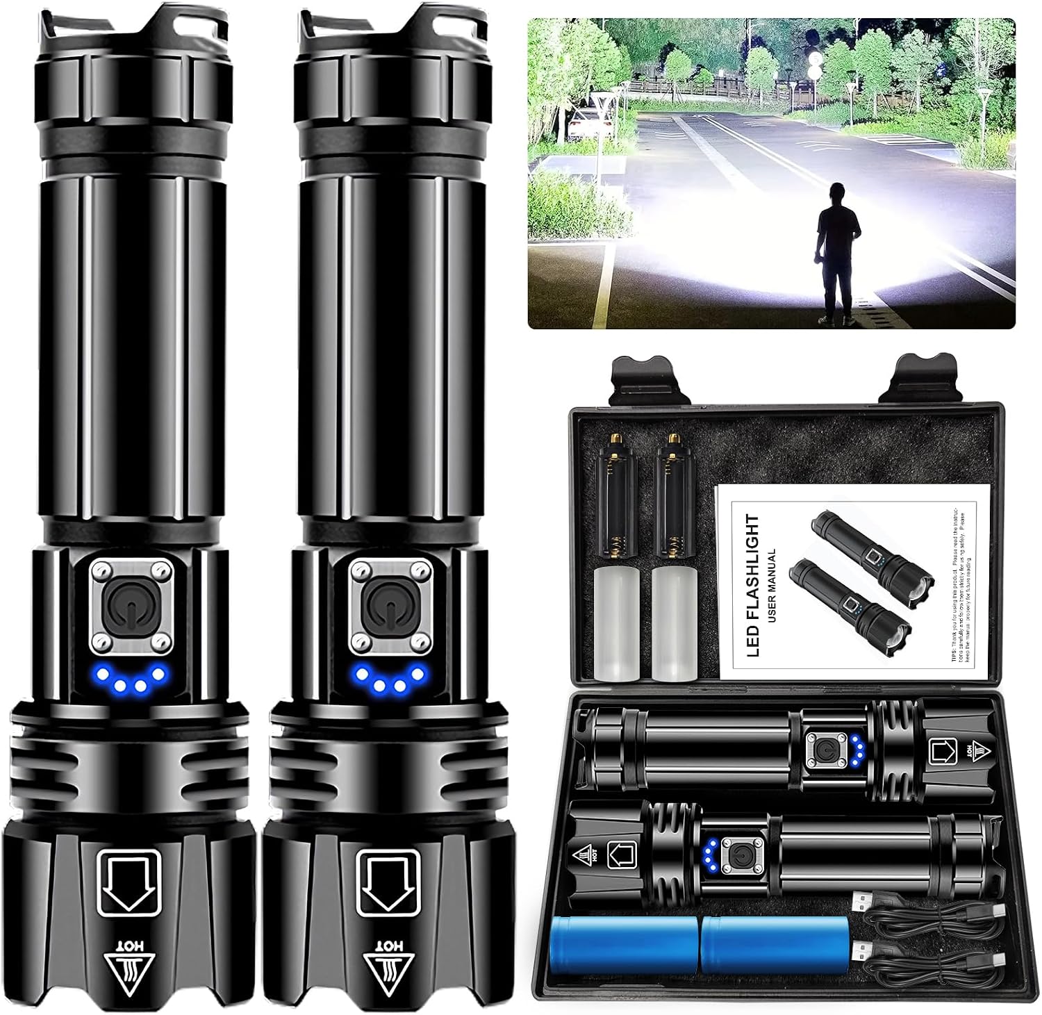 Detalle de Powerful Torch XHP70.2 900000 lumens rechargeable torch 🔦