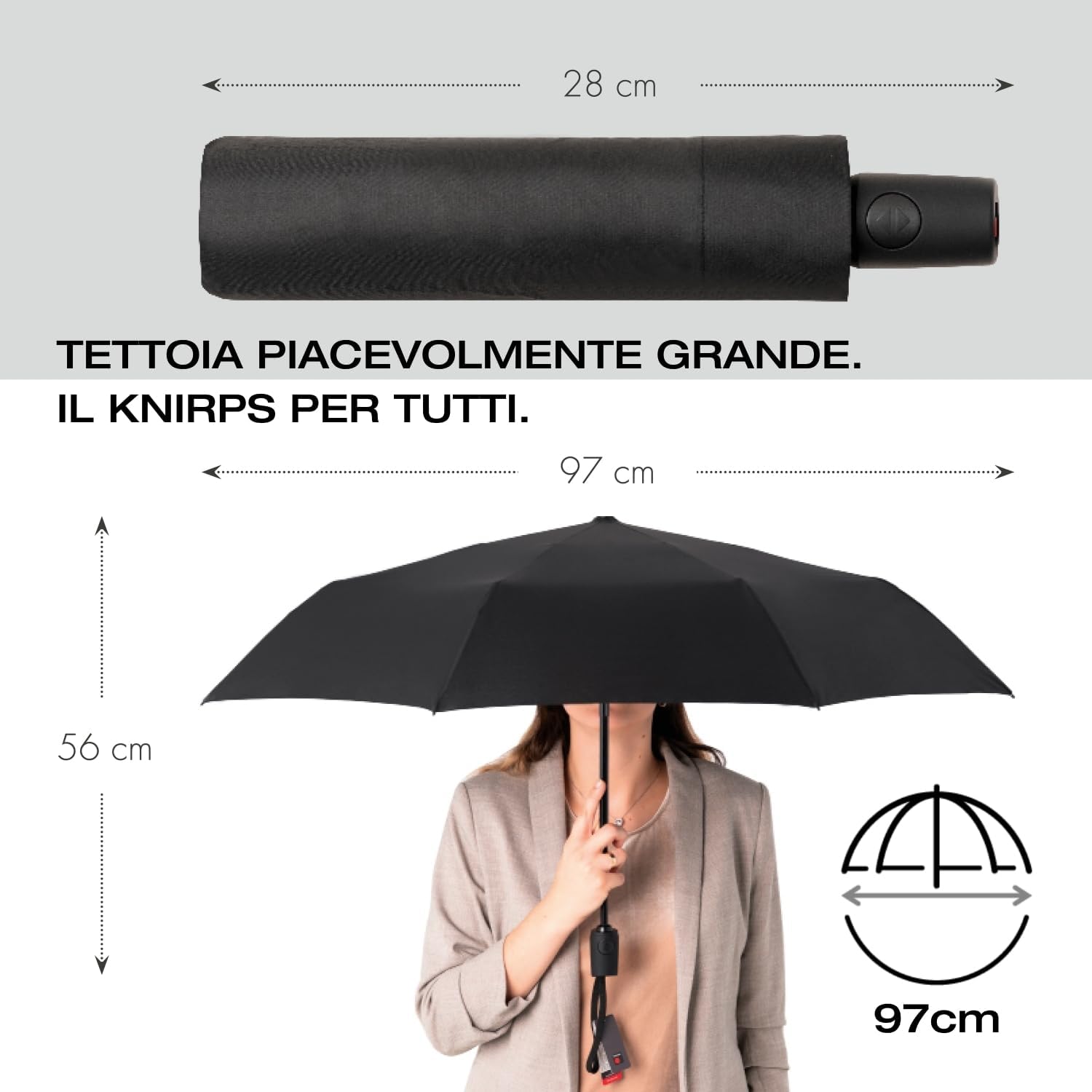 Detalle de Knirps I.200 Medium Duomatic Ombrello: automatico, portatile e resistente alla pioggia