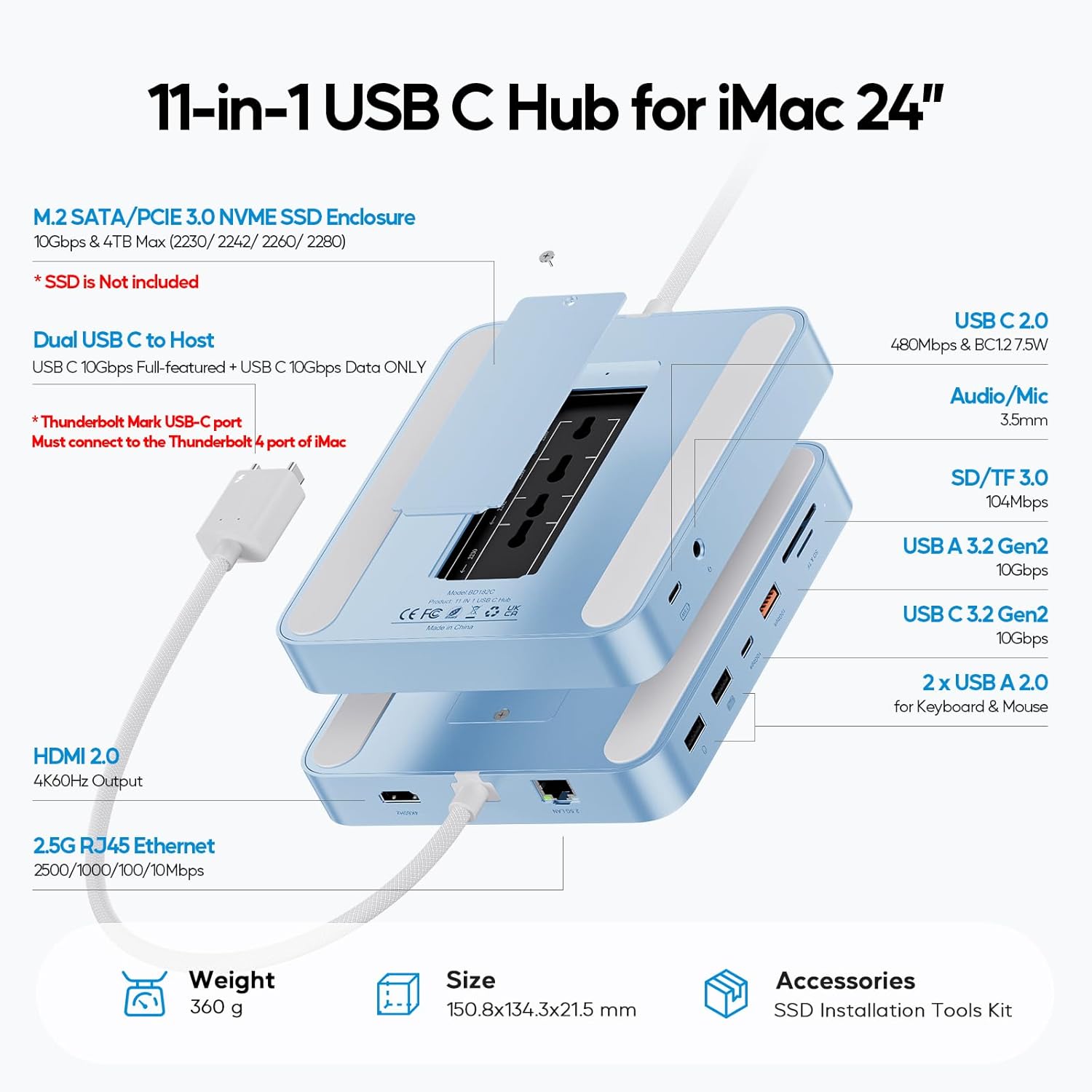 Detalle 2 de PULWTOP Mejorado Hub iMac 24 pulgadas