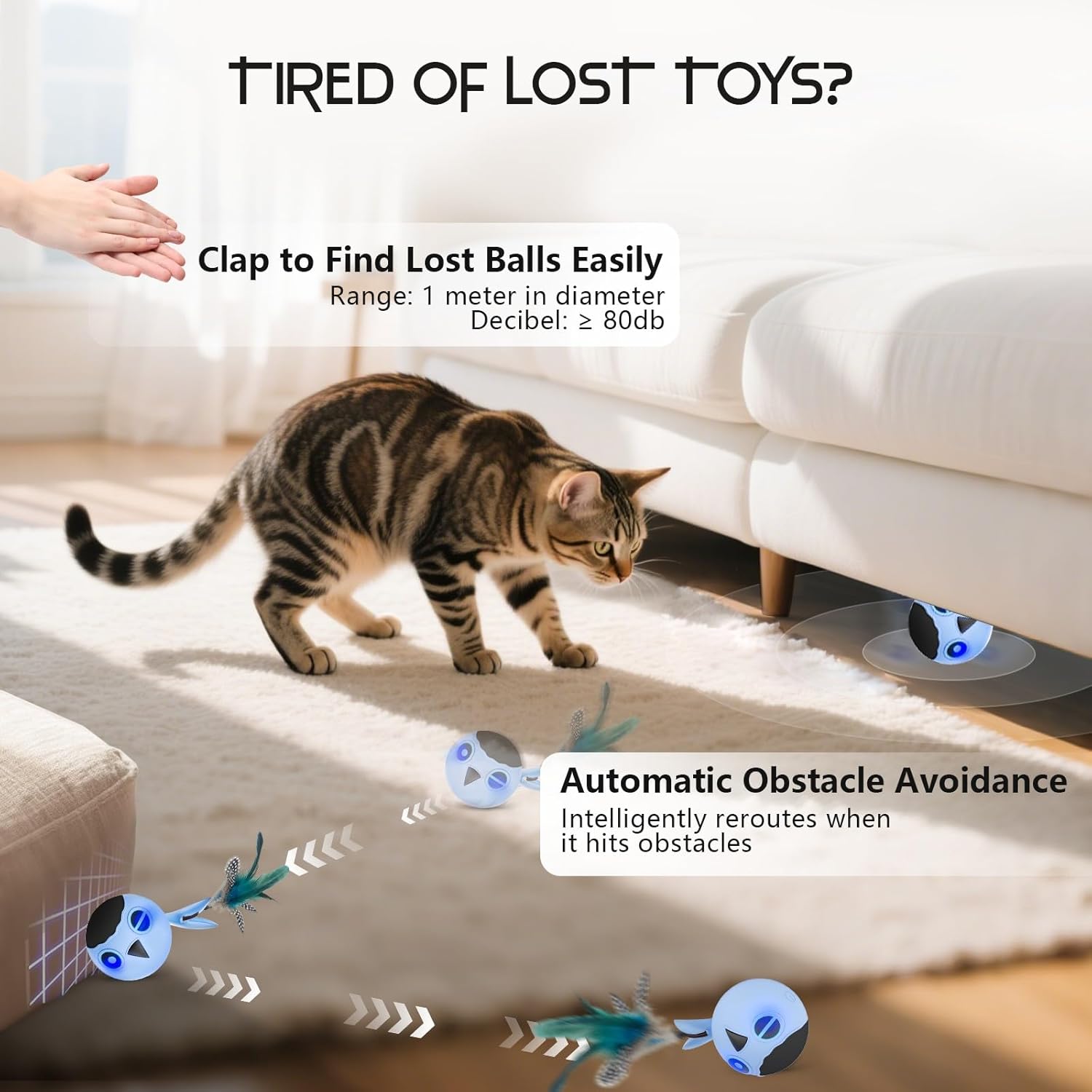 Thumbnail 4 de Zeepet Interactive Cat Toy 4-mode automatic ball 🐱