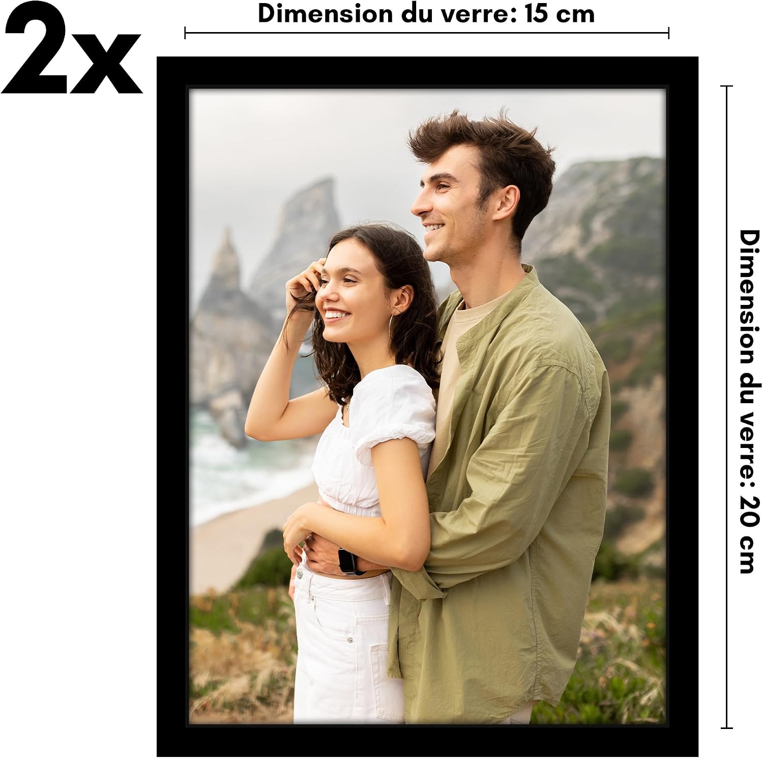 Detalle 2 de Americanflat Cadre Photo 15x20 noir 2 pcs