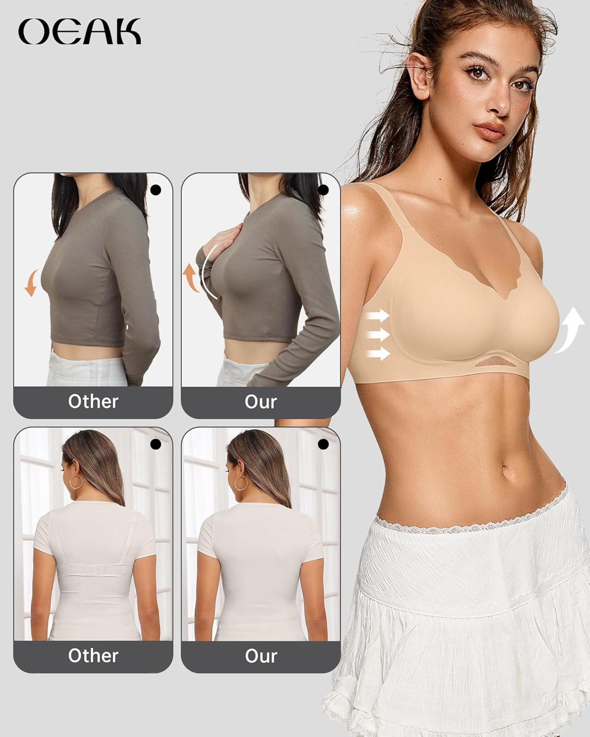 Thumbnail 4 de OEAK Womens Wireless Push-Up Bralette — Seamless Comfort