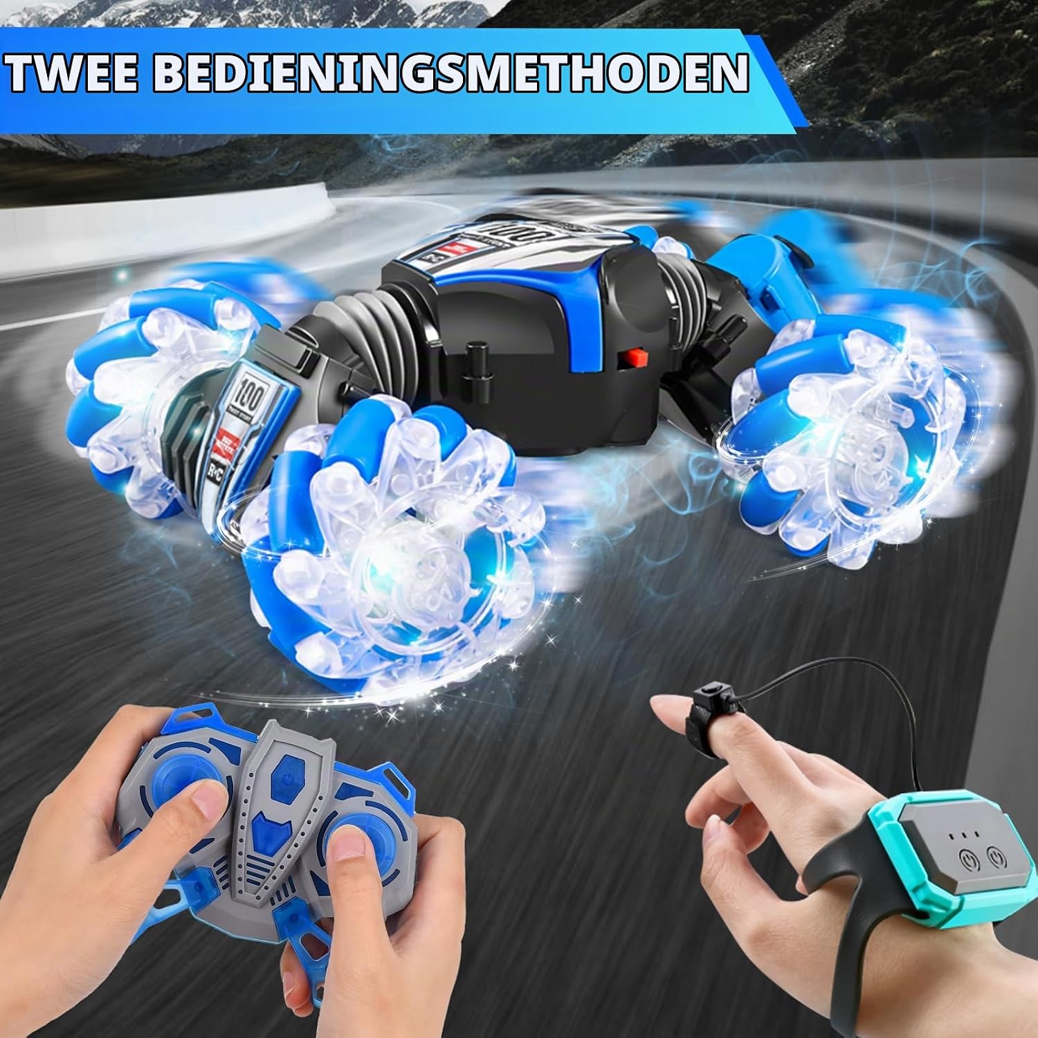 Detalle de FORMIZON 1 RC-stuntauto 4WD met gebarenbediening en 360°-rotatie