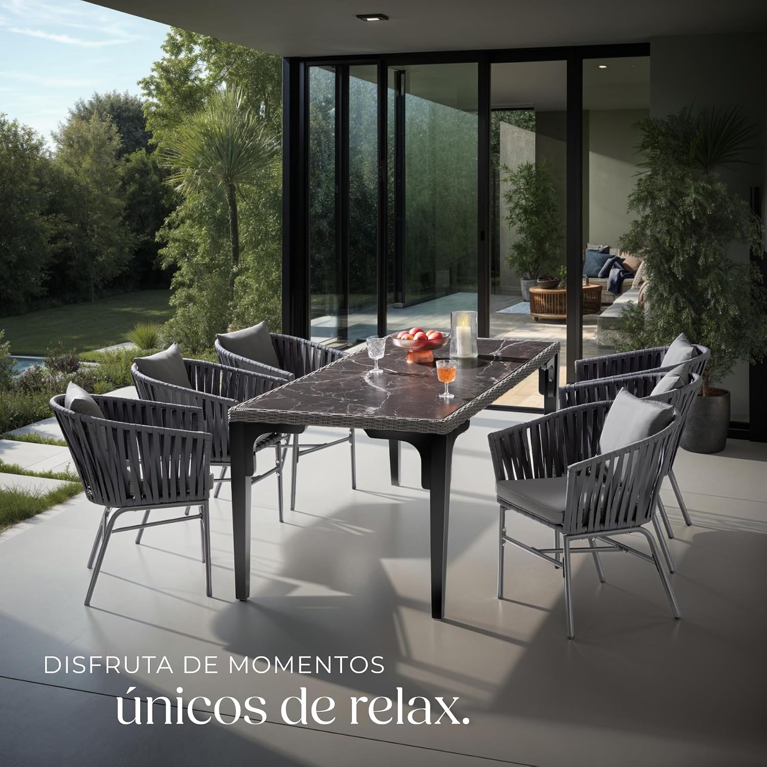 Detalle 2 de tectake® Sillas Jardin Exterior con Cojines 7 cm