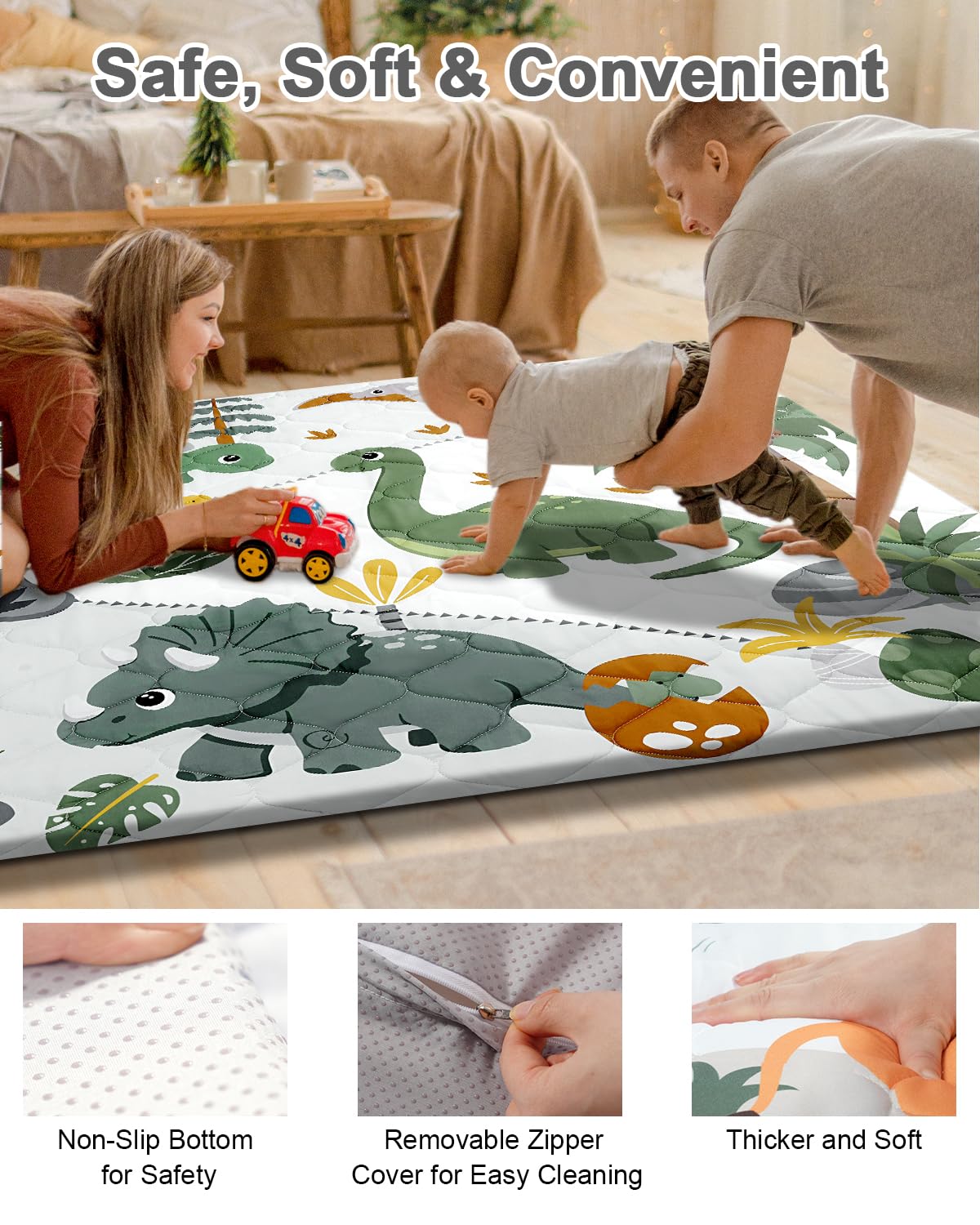 Detalle 2 de TINYHARBO Premium Foam Baby Play Mat, 50 x 50 in, Washable Cover