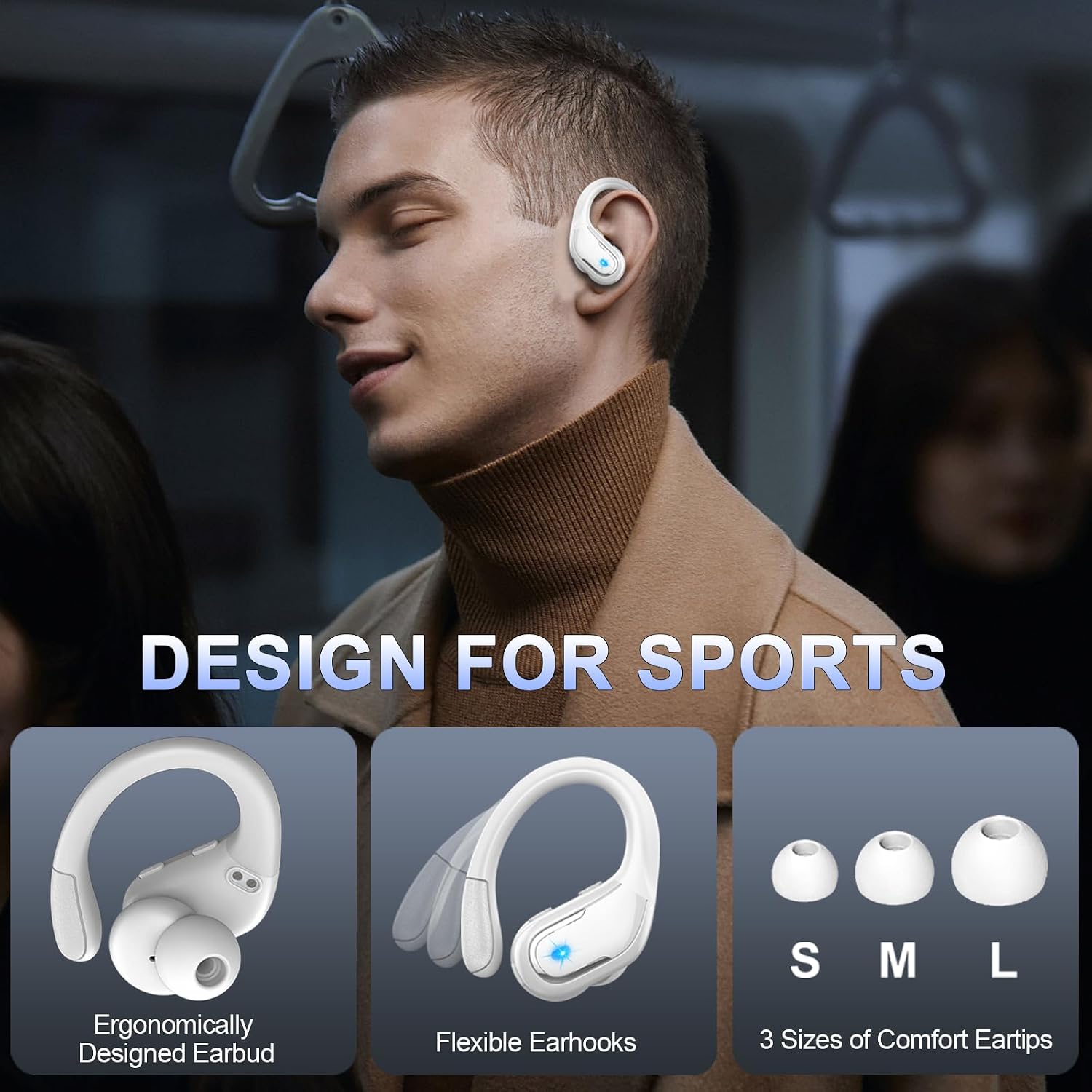 Detalle de Cuffie Bluetooth Sport: 75 Ore, ANC (ENC) e Display LED per palestra e running