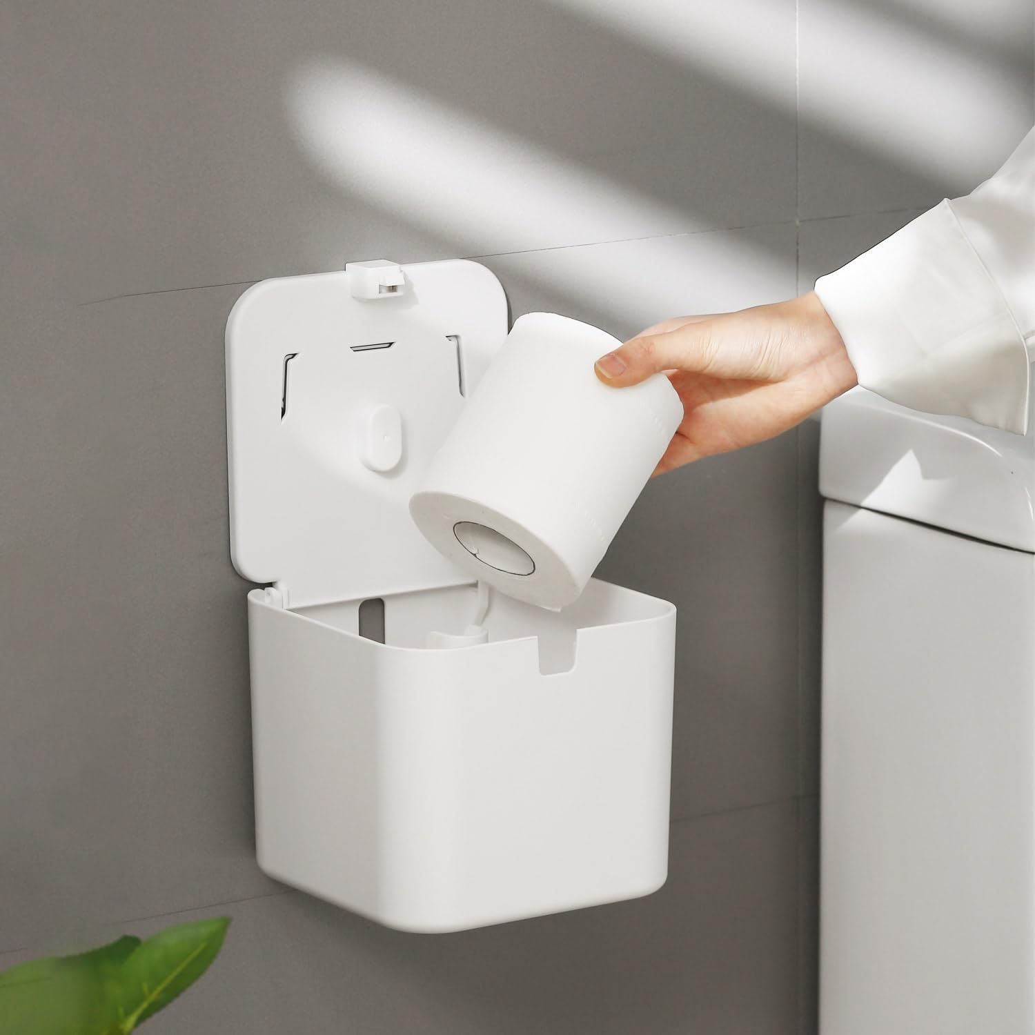 Thumbnail 5 de Colist porta rotolo di carta igienica autoadesivo da parete senza foratura (impermeabile, antipolvere, “a prova di gatto”)