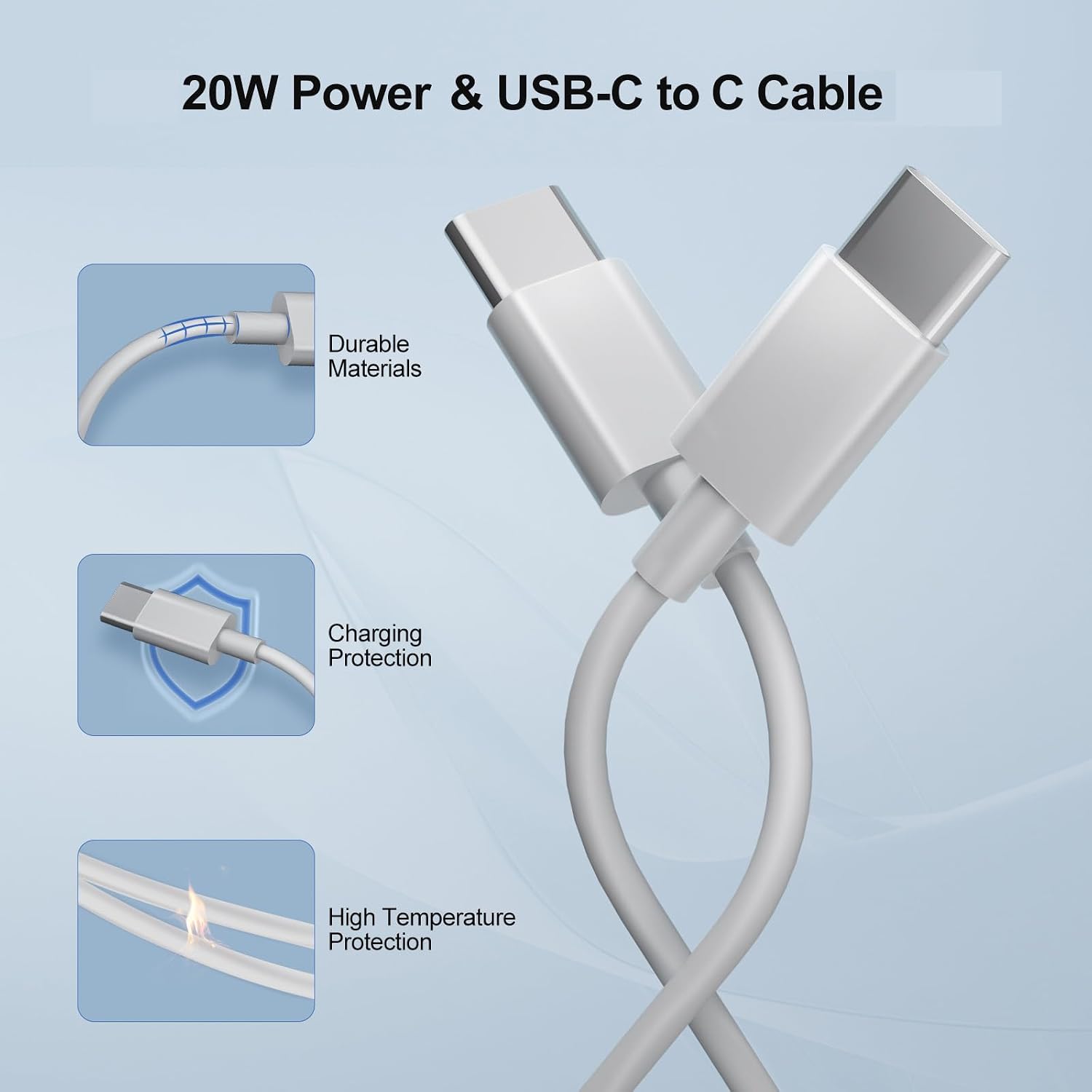 Detalle de 20W USB-C charger with 2m cable