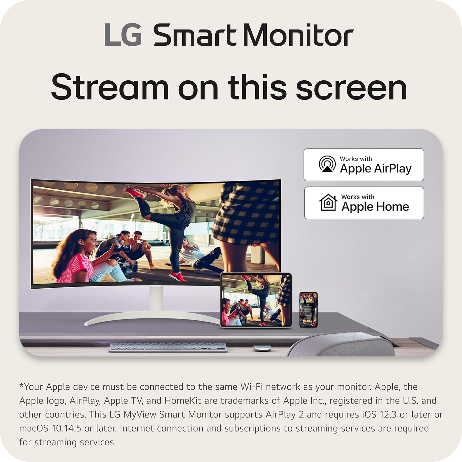 Thumbnail 2 de LG 34SR60QC-W 34-inch Curved QHD Smart Monitor (3440x1440) with webOS, HDR10, AirPlay 2, and Bluetooth