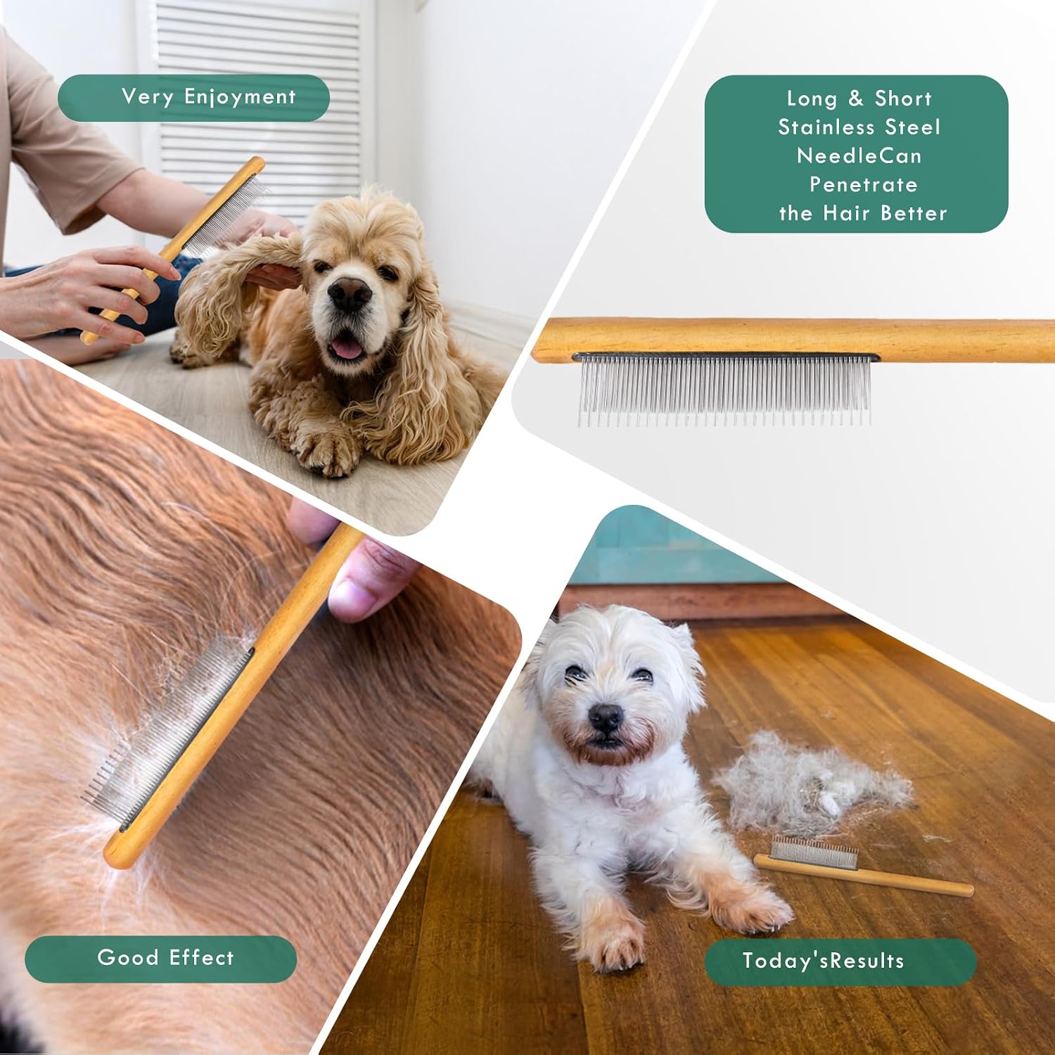 Thumbnail 6 de COZYGIFT Dog Slicker Brush & 2-in-1 Comb for Long-Haired Doodles (Green)