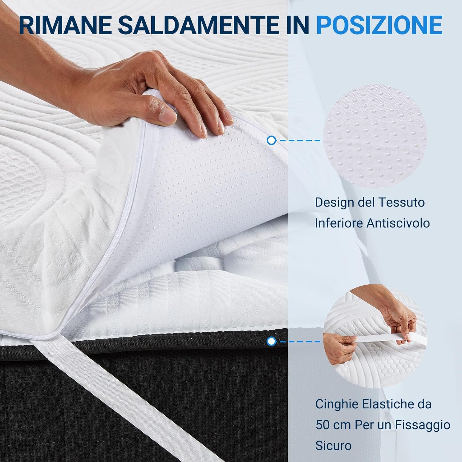 Detalle de Avenco Topper Materasso 140x190 7.5 cm — Sovramaterasso in Schiuma Comfort e Coprimaterasso Lavabile