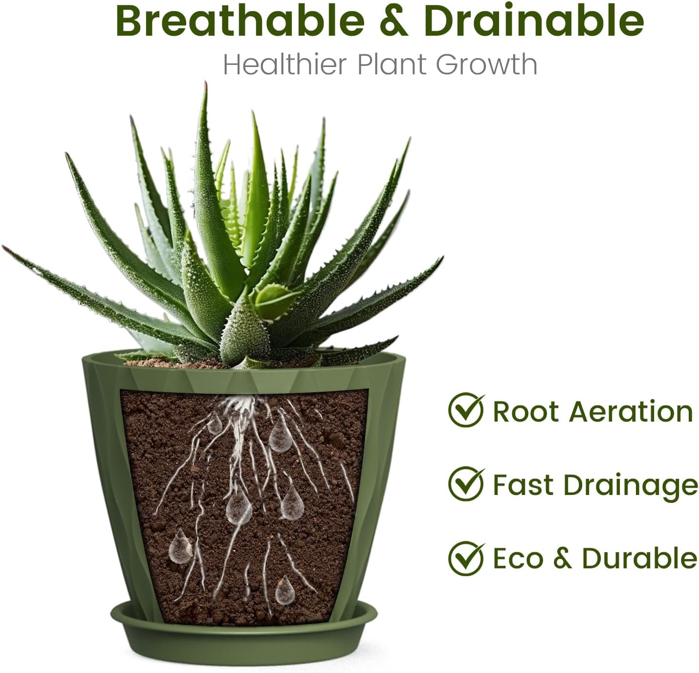 Thumbnail 3 de Homeuouz 10cm Plant Pots 6 Pack