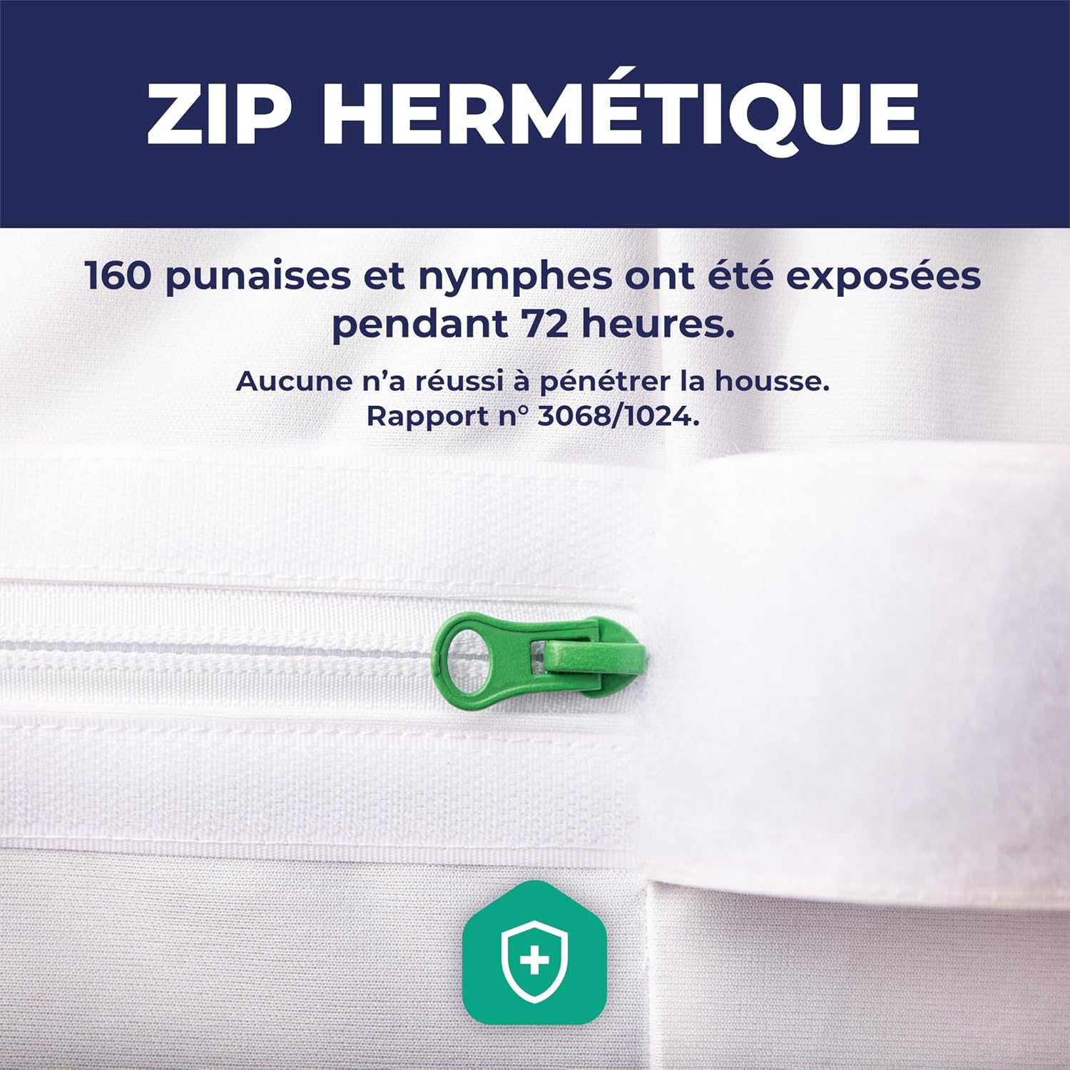Detalle de Housse Matelas Intégrale 140x190 anti-punaises de lit, imperméable et labellisée Oeko-TEX