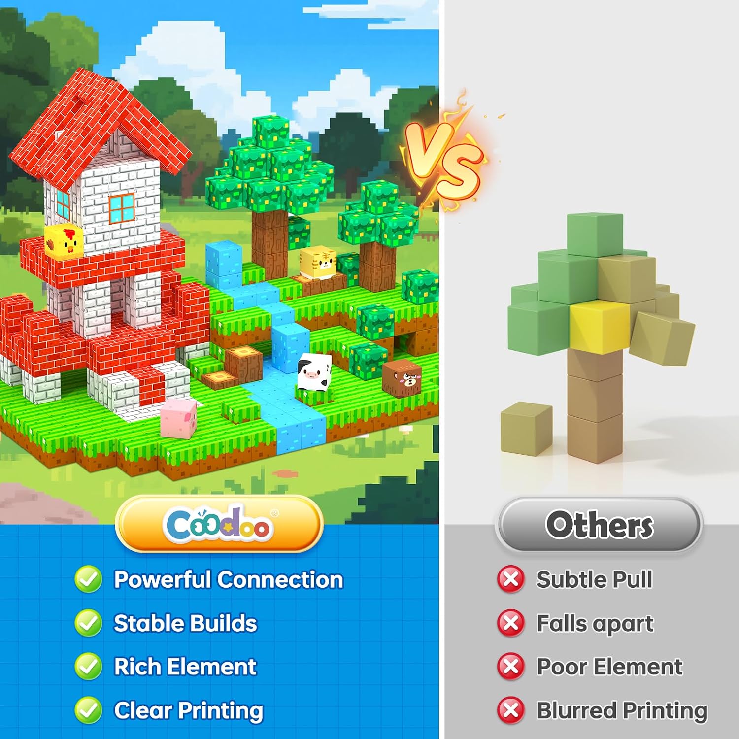 Detalle de Coodoo 150 Magnetbausteine – Forest Fantasy World Builder