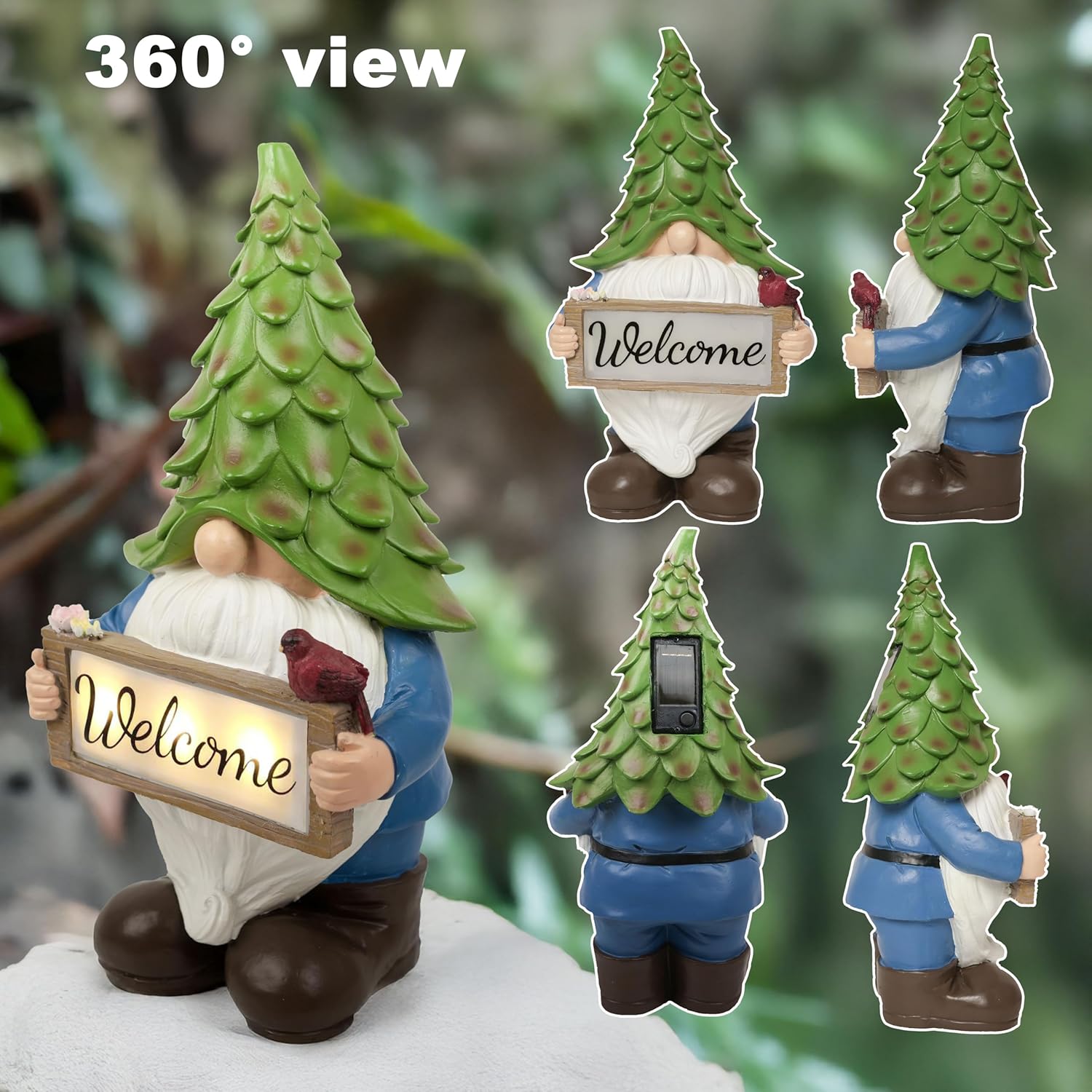Thumbnail 4 de hvfun 13.5” Solar Gnome Statue