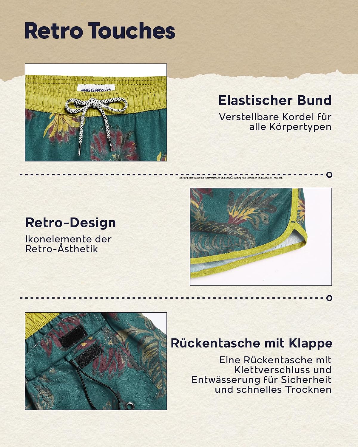 Thumbnail 4 de MaaMgic Badeshorts Vintage 11,5 cm