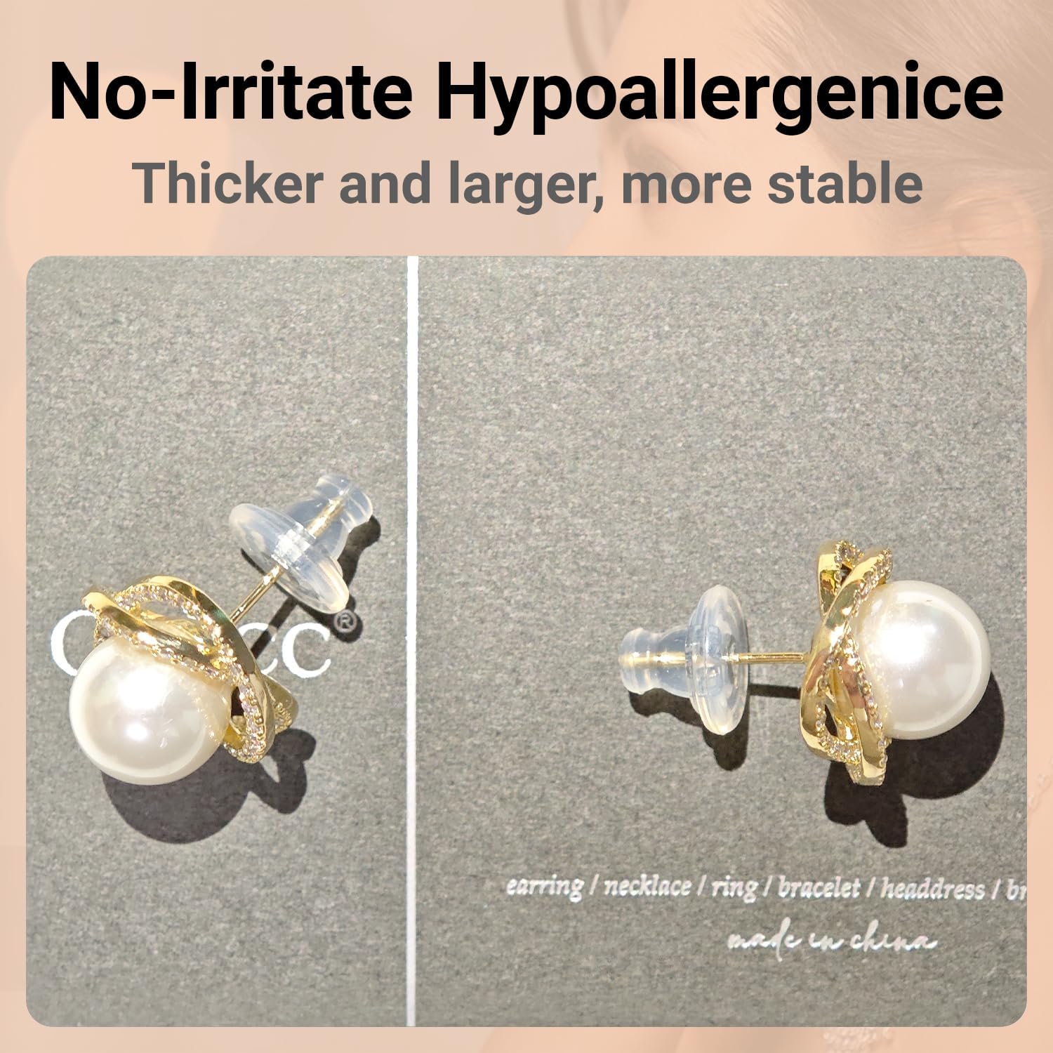 Thumbnail 1 de JUNCHONG JC-GJEH Silicone Earring Backs, 18K Gold-Plated Locking Design, 12-Piece Set