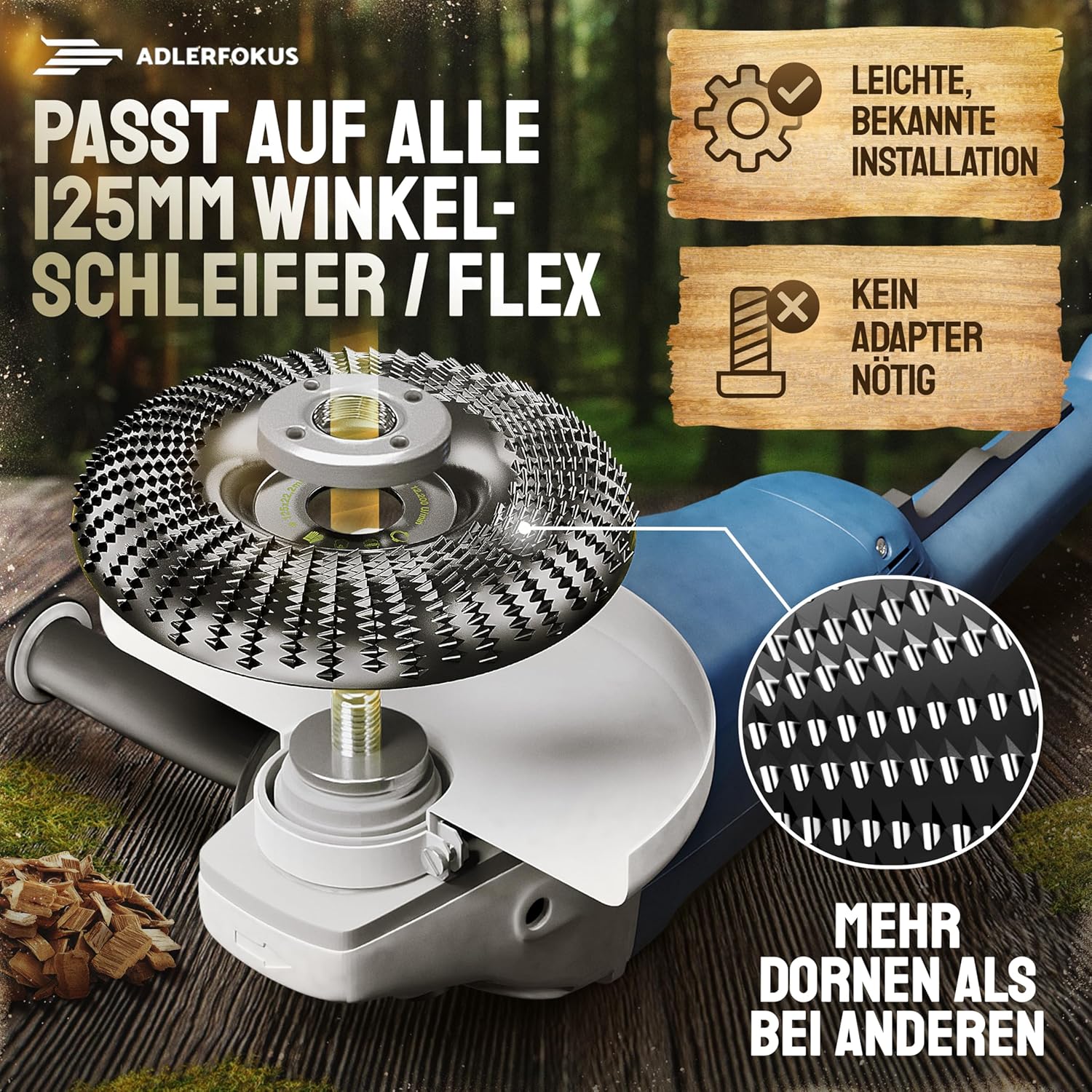 Detalle 2 de Adlerfokus Holz Schleifscheibe 125mm für Winkelschleifer