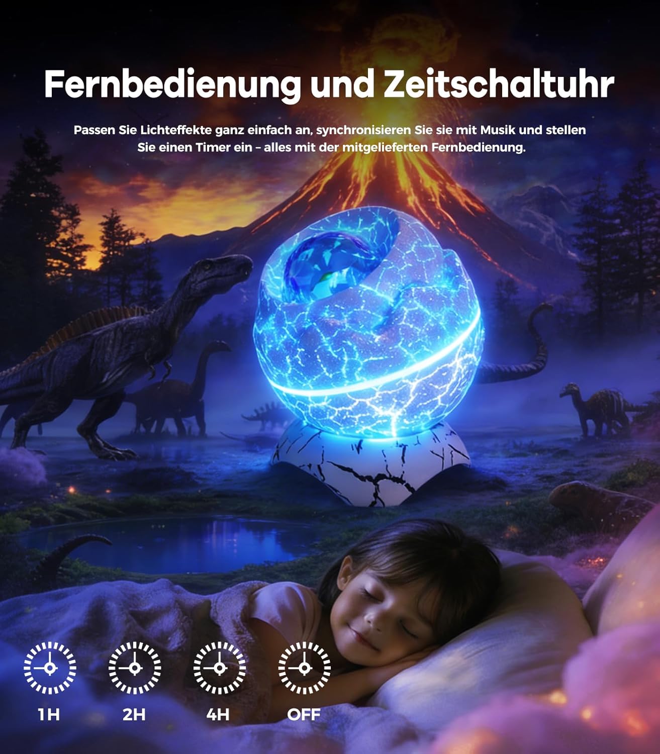 Thumbnail 2 de MOLEKSDAL Dinosaurier-Ei Galaxy Sternprojektor mit Nebel, Timer & Fernbedienung (Mini) – Sternennachtlicht für Schlafzimmer
