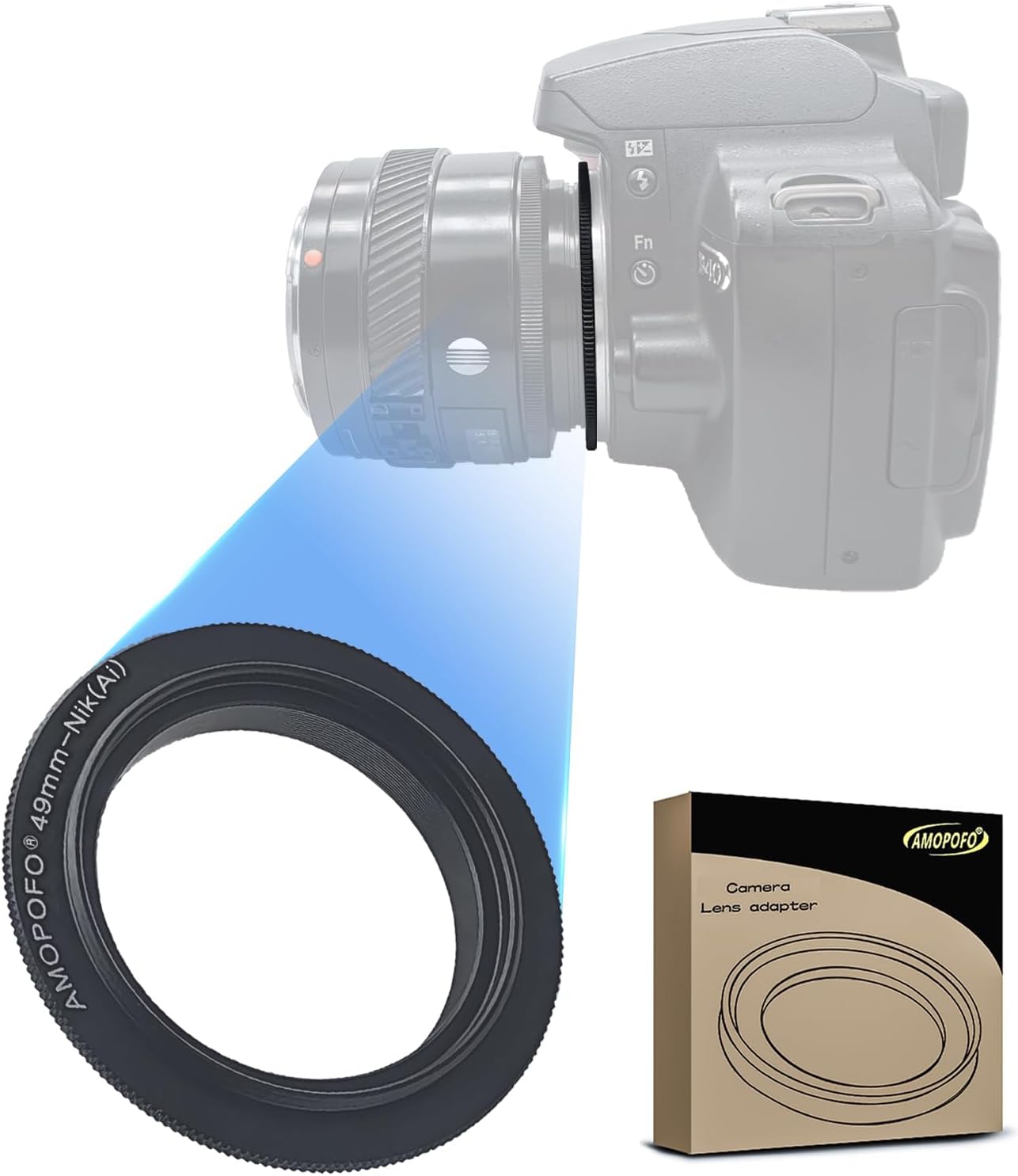 Detalle de AMOPOFO 49mm Macro Reverse Mount Adapter Ring for Nikon DSLRs