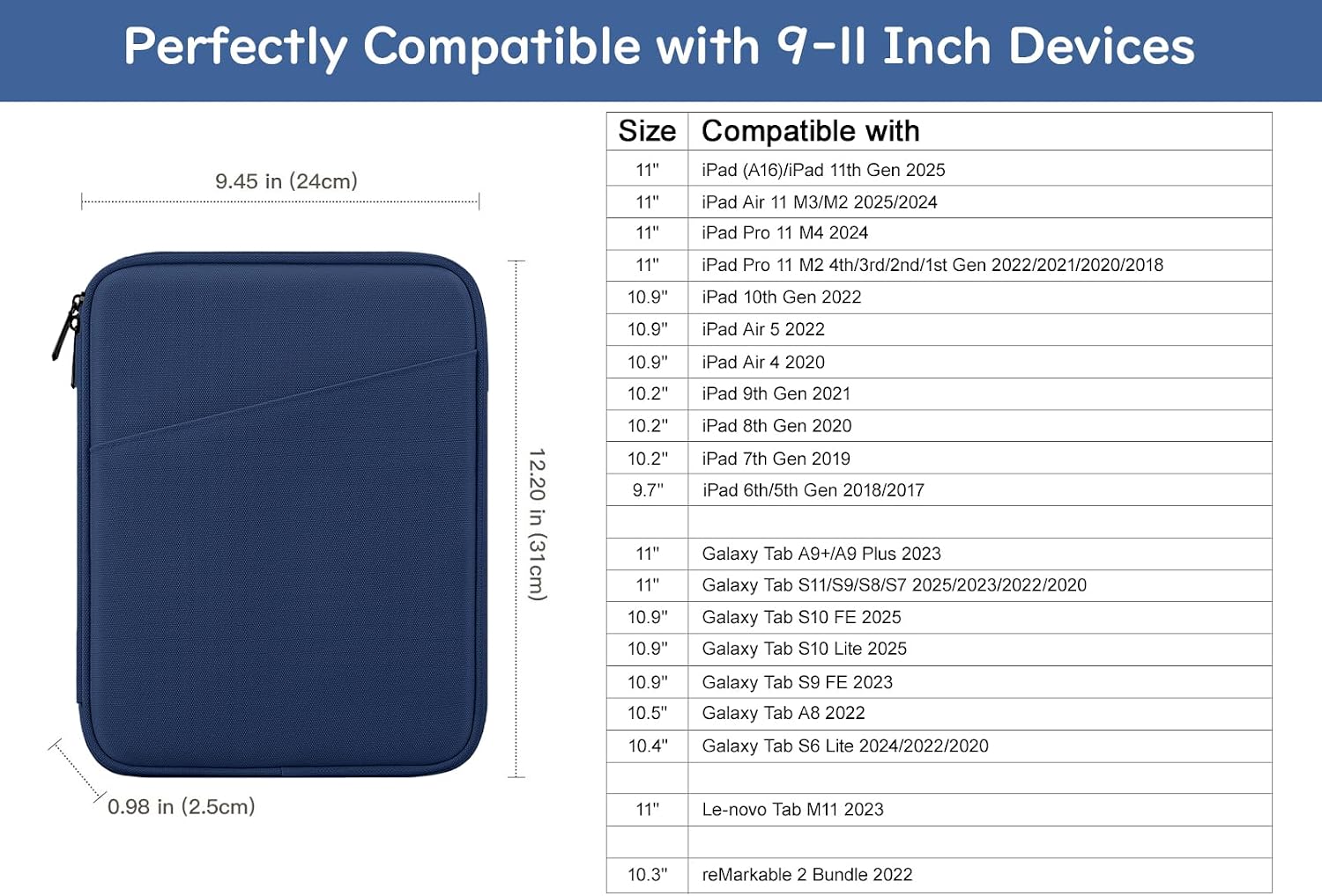 Detalle 2 de Dadanism Tablet Tasche 9-11 Zoll Denim