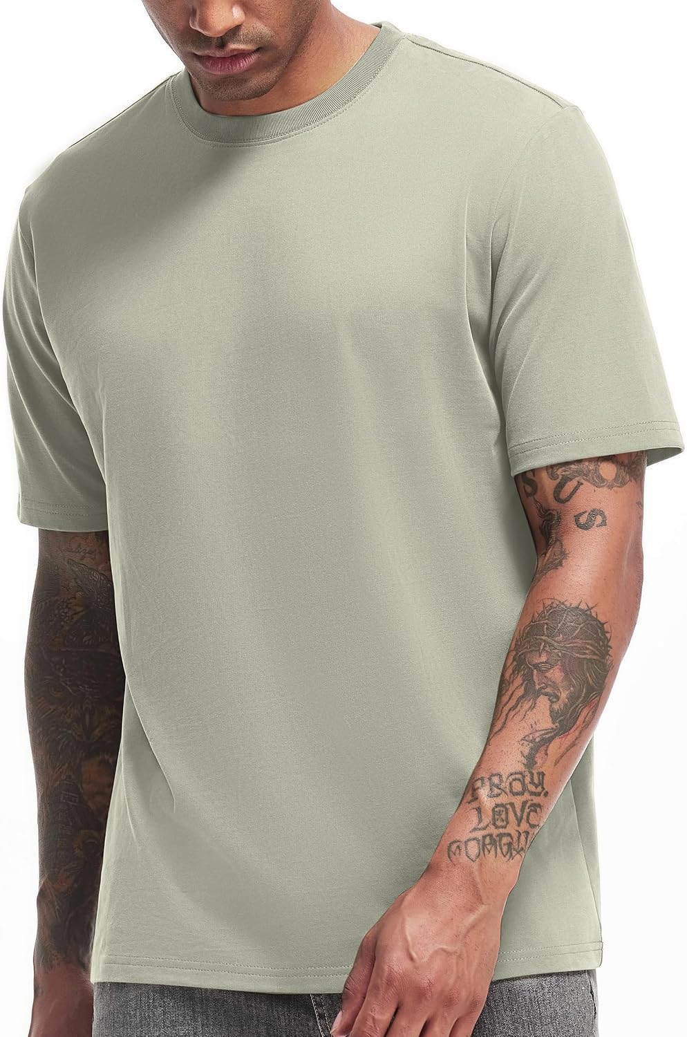 Detalle de VEIISAR Men's Heavyweight 100% Cotton T-Shirt, 250GSM, Garment-Washed