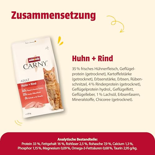 Detalle de Animonda Carny Adult Katzen Trockenfutter Huhn und Rind – Ausgewogene Ernährung für erwachsene Katzen
