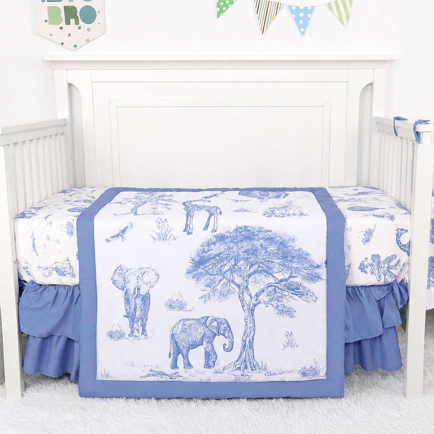 Detalle 2 de TANOFAR Crib Bedding Set, Blue Elephant