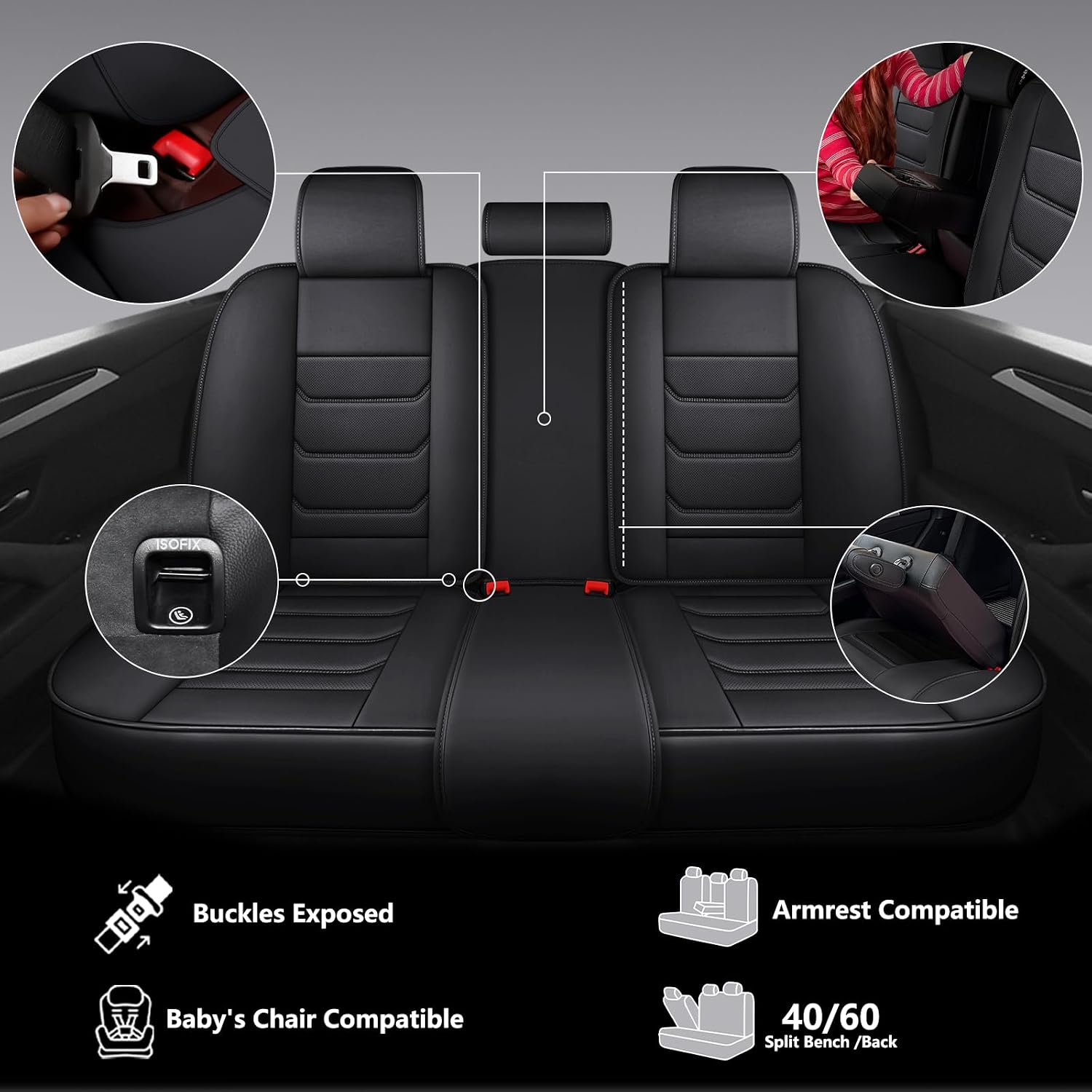 Thumbnail 4 de Isen-CoverAuto Full Coverage Car Seat Covers 5 Seats