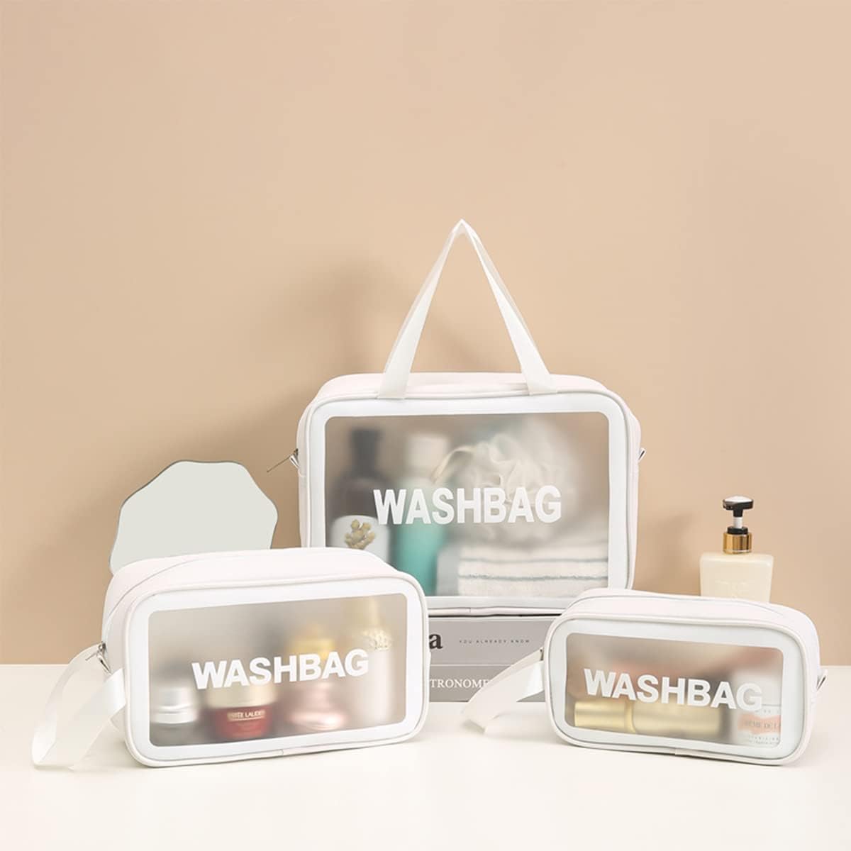Thumbnail 1 de Mikytoper 3 PCS Clear Toiletry Bag Set (White) – Transparent PVC Travel Cosmetic Bags