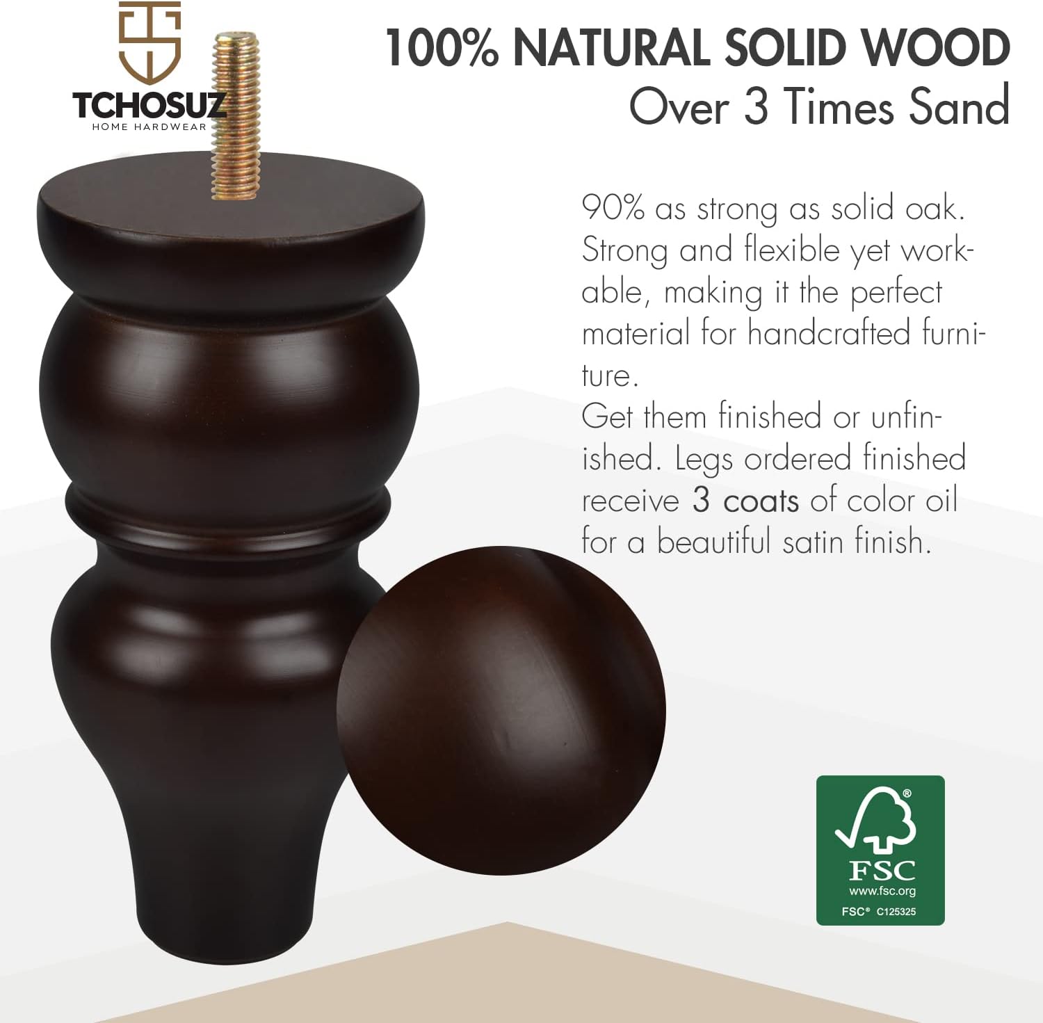 Detalle de Tchosuz Wooden Furniture Legs, 6-inch