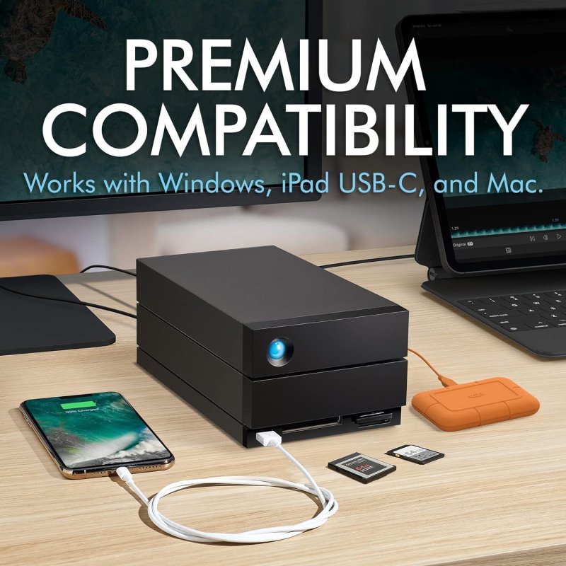 Detalle de LaCie 2BIG DOCK 32TB Thunderbolt 4/USB-C: rendimiento y expansión para creadores modernos