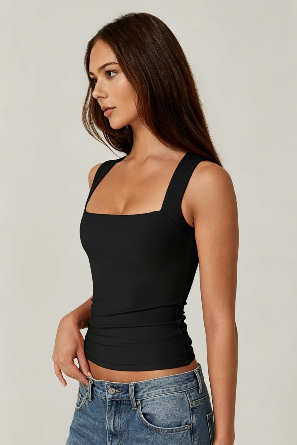 Detalle 2 de QINSEN Women's Square Neck Tank Top