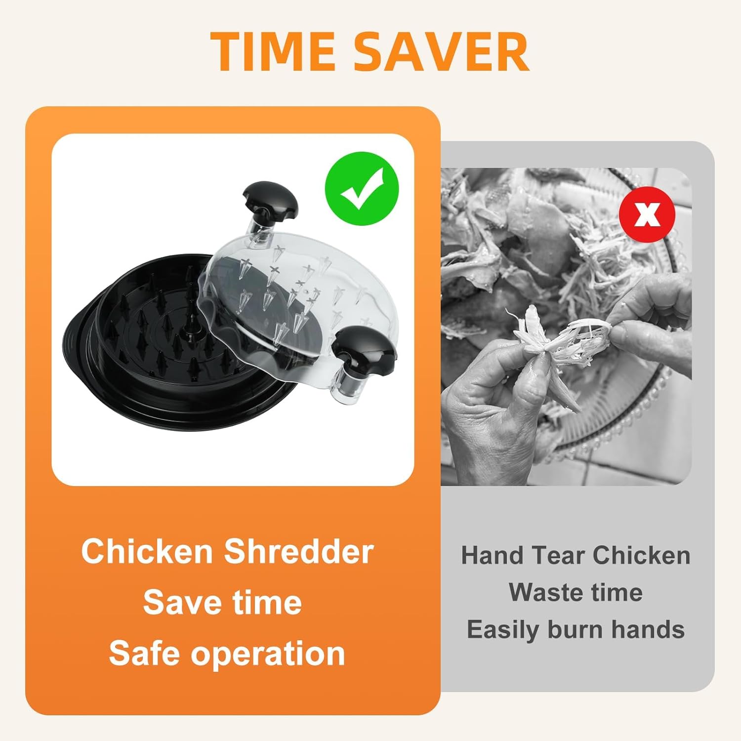 Thumbnail 5 de iHomara Chicken Shredder Tool (9.6 in) with Ergonomic Handle, Transparent Lid