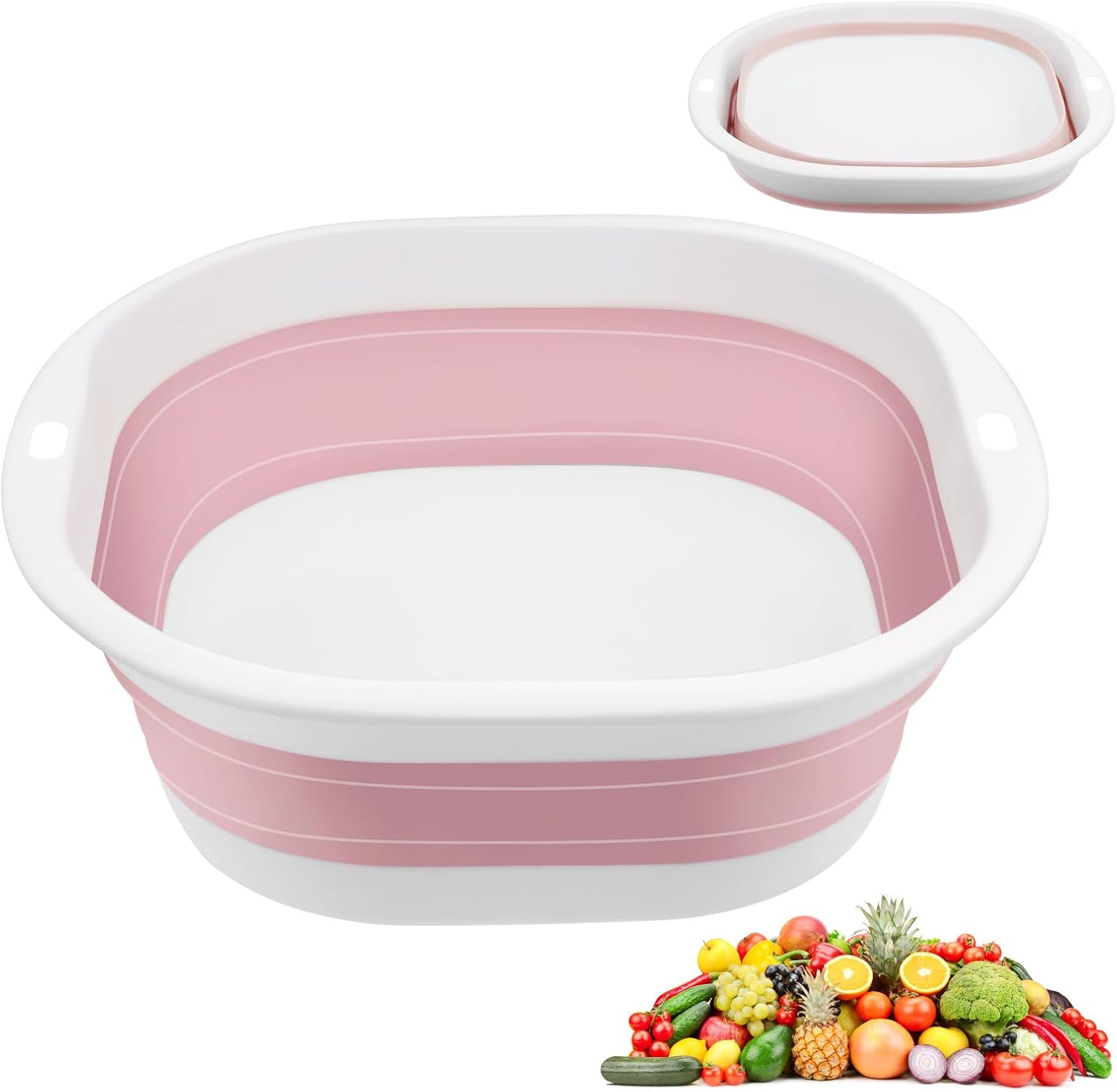 flintronic 3.5L Collapsible Washing Up Bowl (Pink) – folding silicone-style wash basin for camping and travel