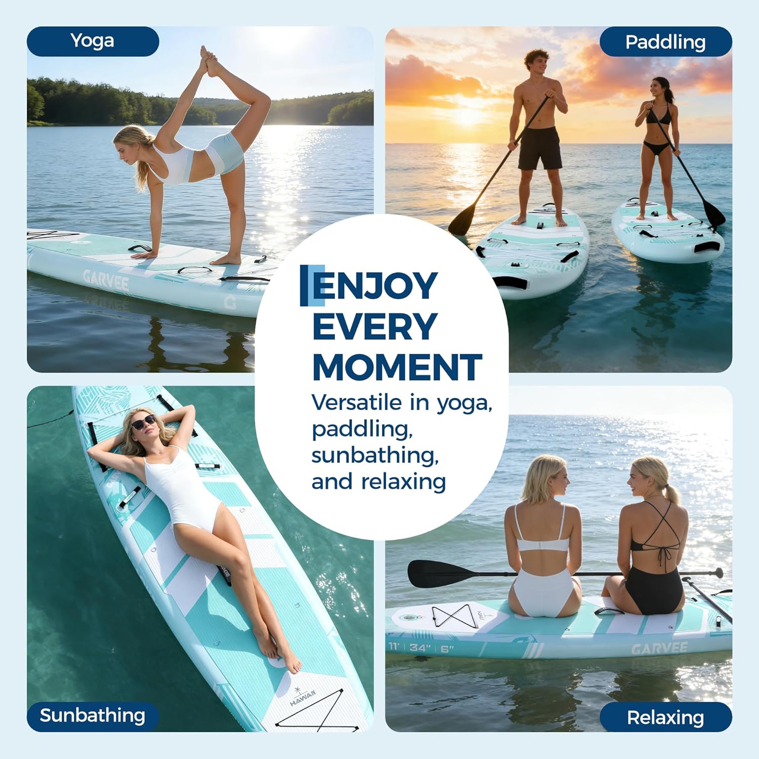 Thumbnail 6 de GarveeHome Premium SUP Board Set (aufblasbar) mit universalem Kamerahalter, verstellbarem 3-teiligen Paddel & Komplettzubehör