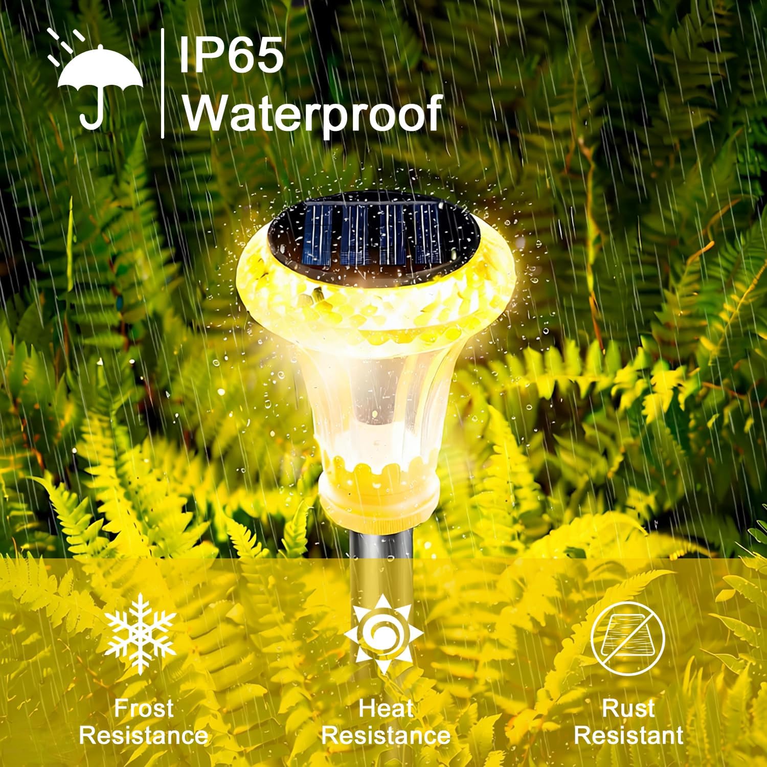 Detalle de Anmossi DC-CP101 solarlampen voor tuinpaden, set van 6, warm wit, IP65