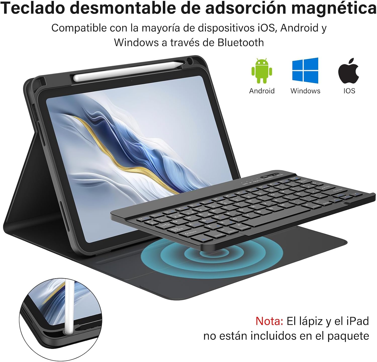 Detalle 2 de BQSS Teclado Bluetooth para iPad 10/11 Gen