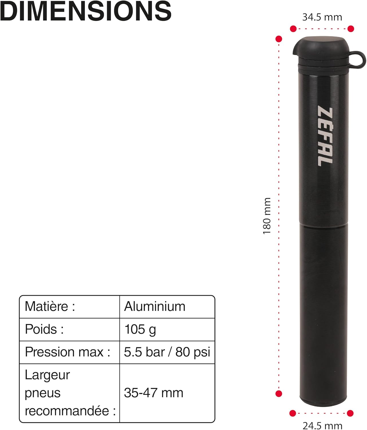 Detalle de ZEFAL Gravel Mini – Mini Pompe Velo Gravel, légère et robuste (Noir)