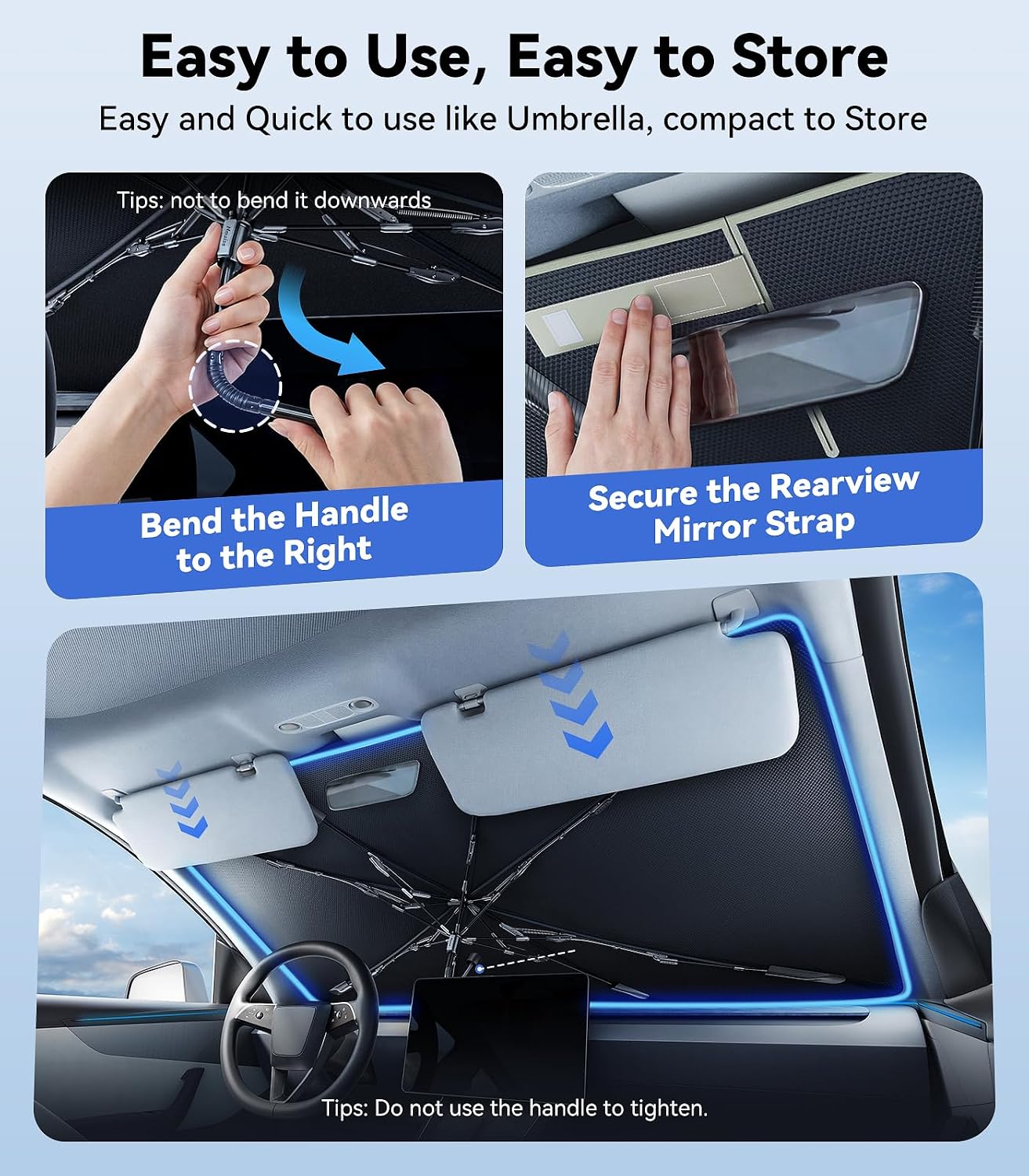 Thumbnail 5 de Nmoiss Windshield Sun Shade Umbrella 56"