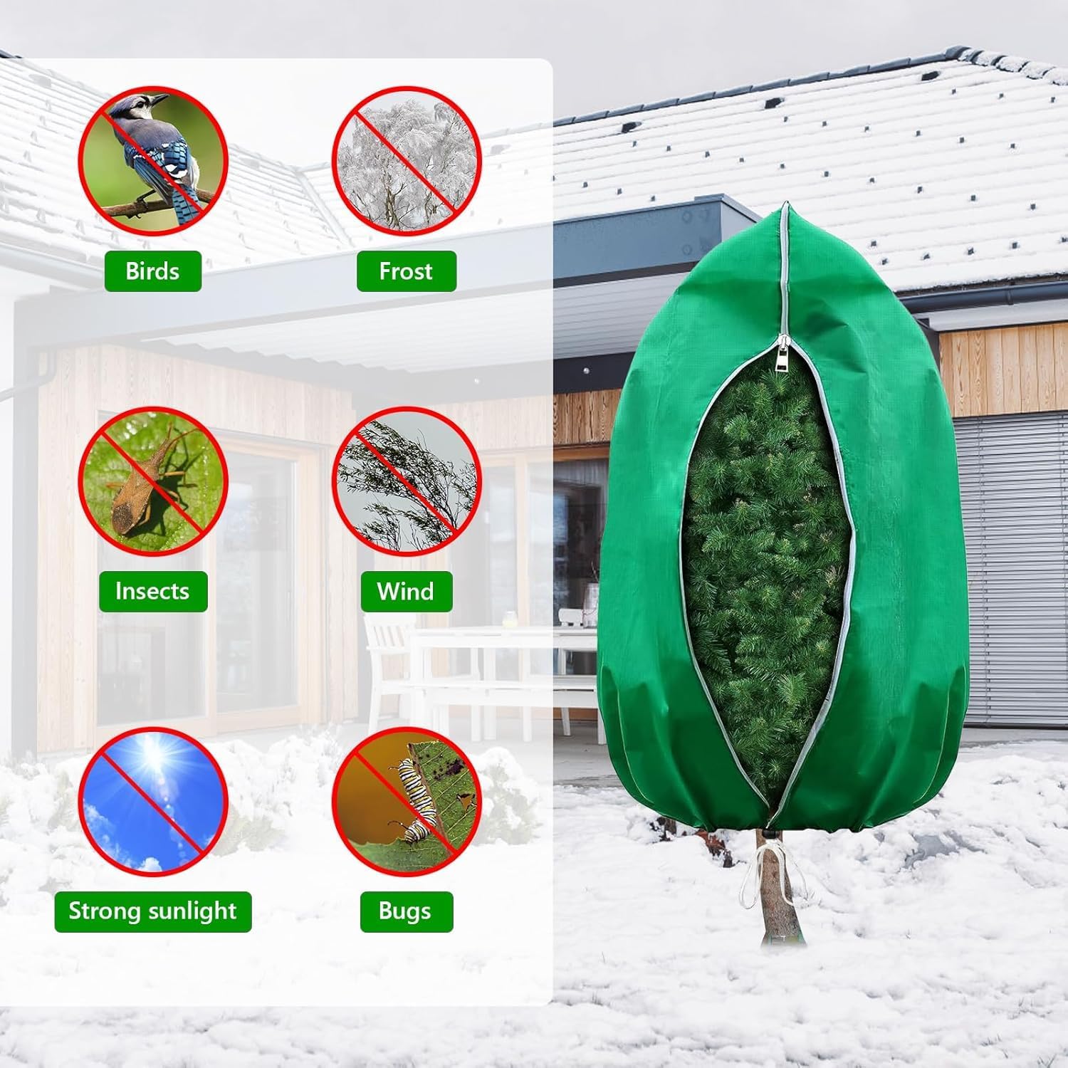 Detalle 2 de HEKIWAY FHT01 Plant Covers, 6-Pack, 60" x 42", Zipper and Drawstring